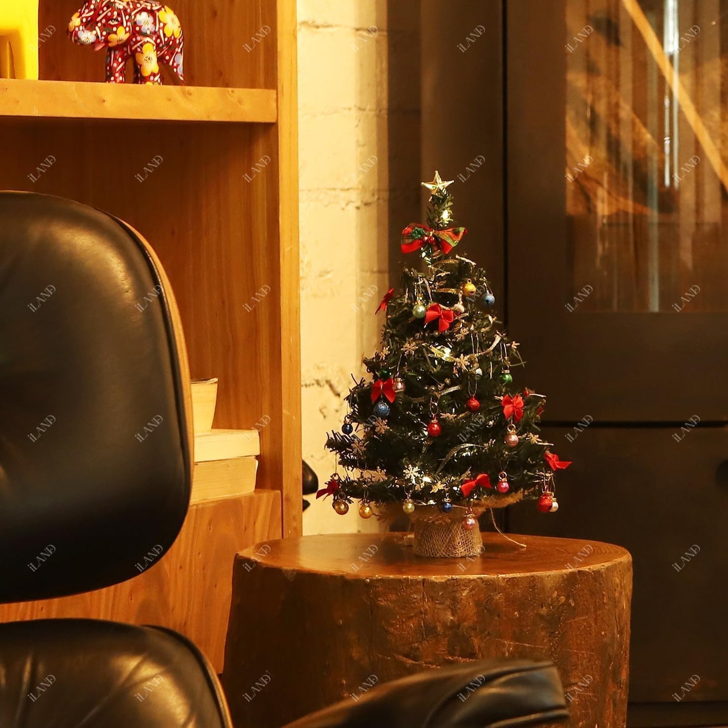 iLAND Mini Christmas Tree Tabletop Small Christmas Tree 12 inch Cute Xmas Table Decoration for Office Desk Shelf Dorm Party Tiny Table Top Décor Miniature 1/6 Scale Elf Accessories Shining Xmas Gift