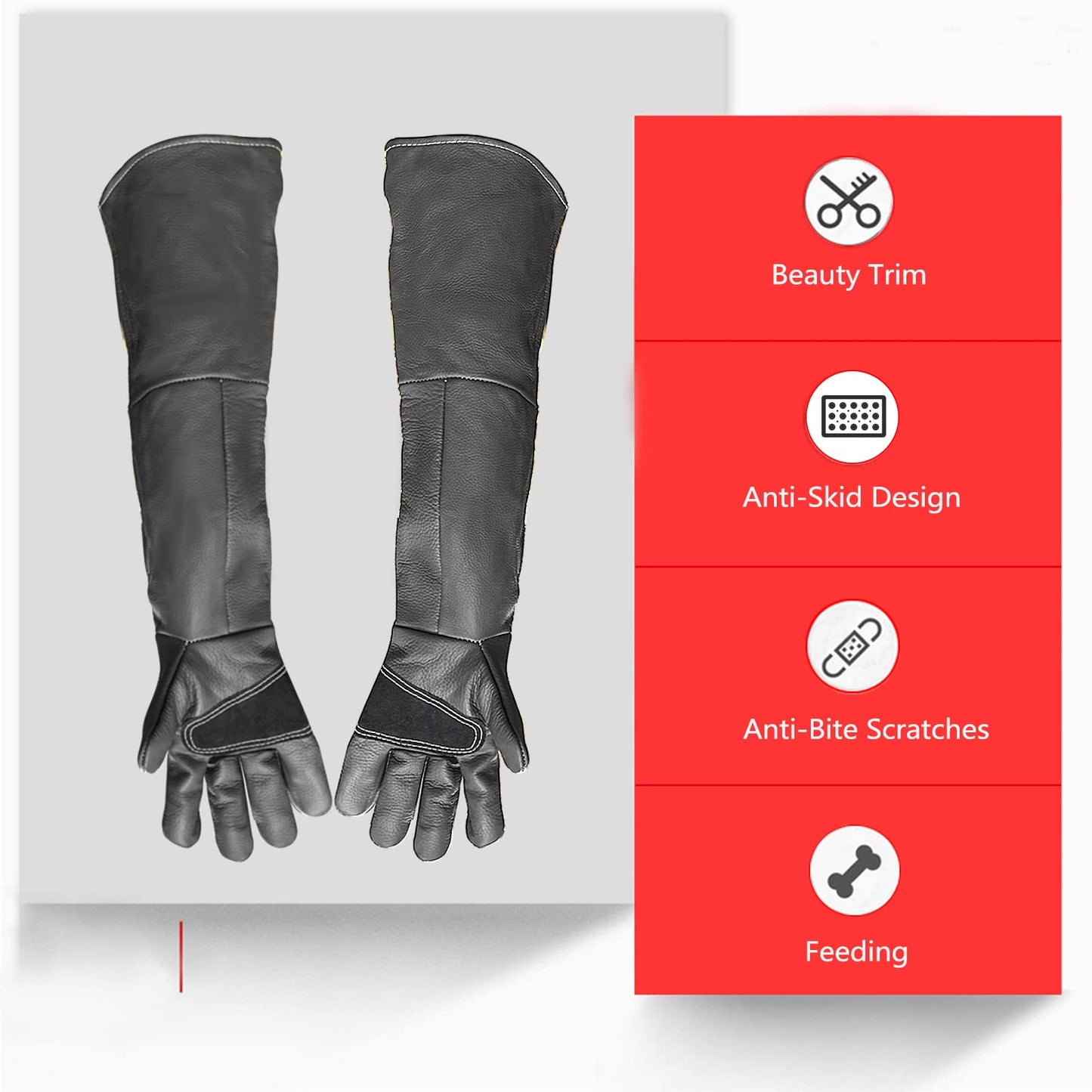 FIPASEN Animal Handling Gloves Bite Resistant, 60cm/ 23.6In Bite Proof Glove for Welding, Gardening, Handling Cat/Dog/Bird/Snake/Lizard/Falcon/Reptile, Anti-Bite Work Gloves (Deep Color)