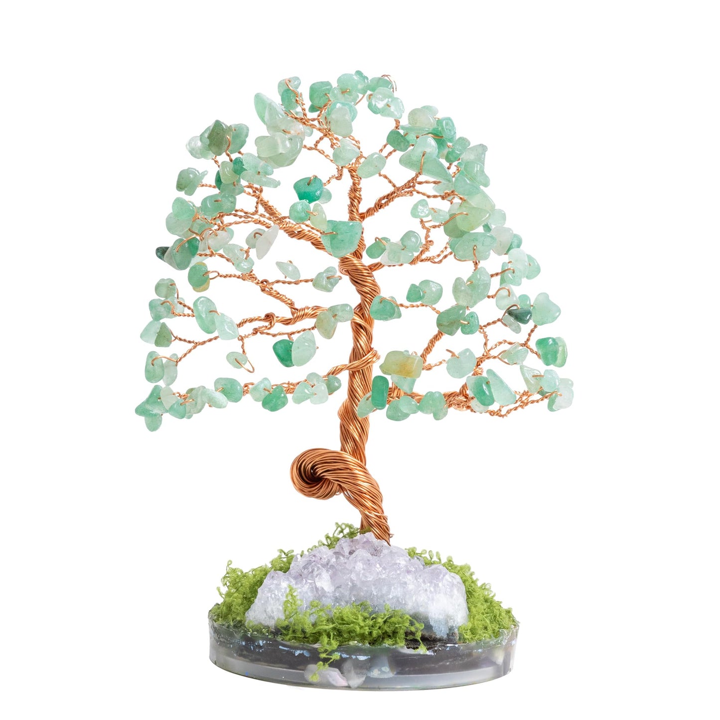 Dreamocean Green Aventurine Crystal Tree Gemstone Tree Crystal Bonsai Money Tree of Life for Positive Energy, Money, Good Luck Chirstmas Birthday Gifts for Sister（Green）