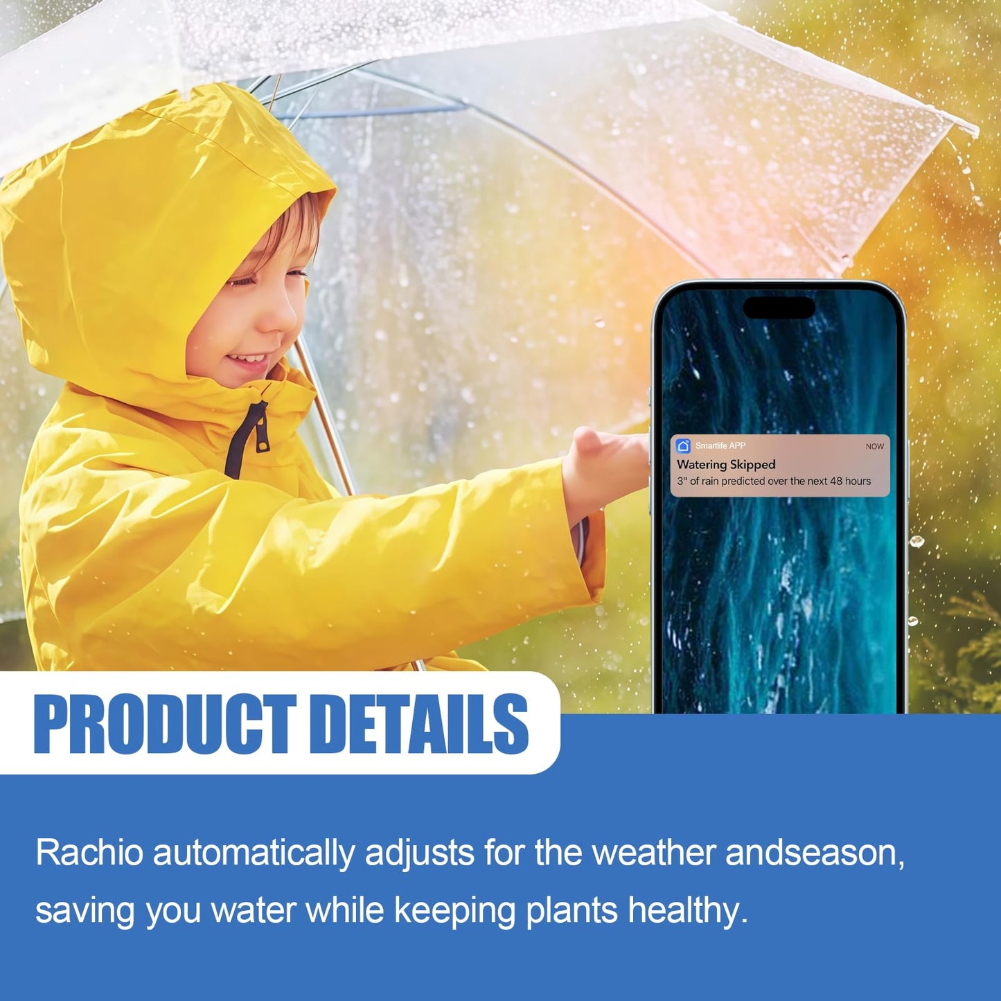 HRepair 8-Zone WiFi Smart Sprinkler Controller,Garden & Yard Smart Sprinkler Controller,Weather Intelligence,Customized Watering Schedules,App Enabled,Real-time Monitoring