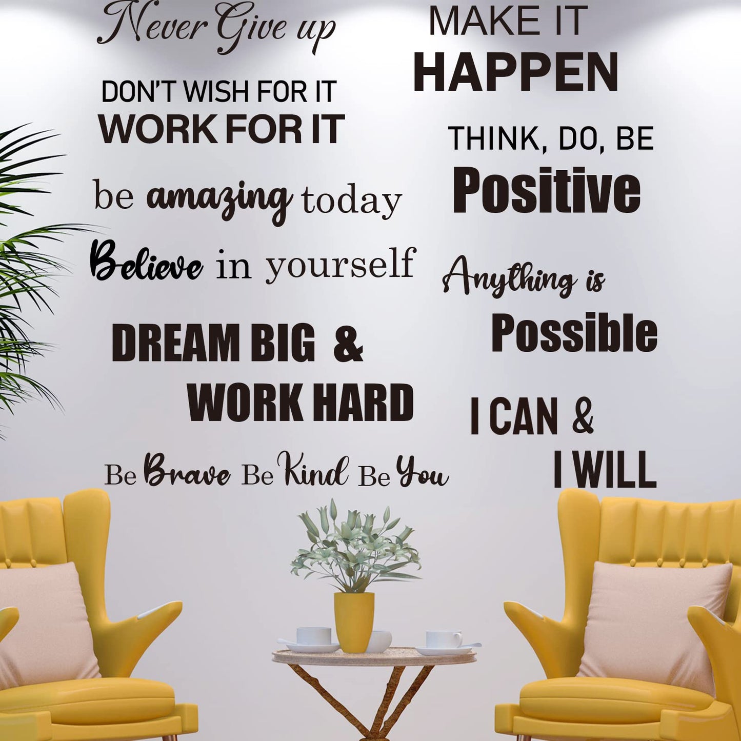 10 PCS Inspirational Wall Stickers Decals Quotes, Large Motivational Positive Saying Wall Art Decor for Bedroom, Living Room, Office