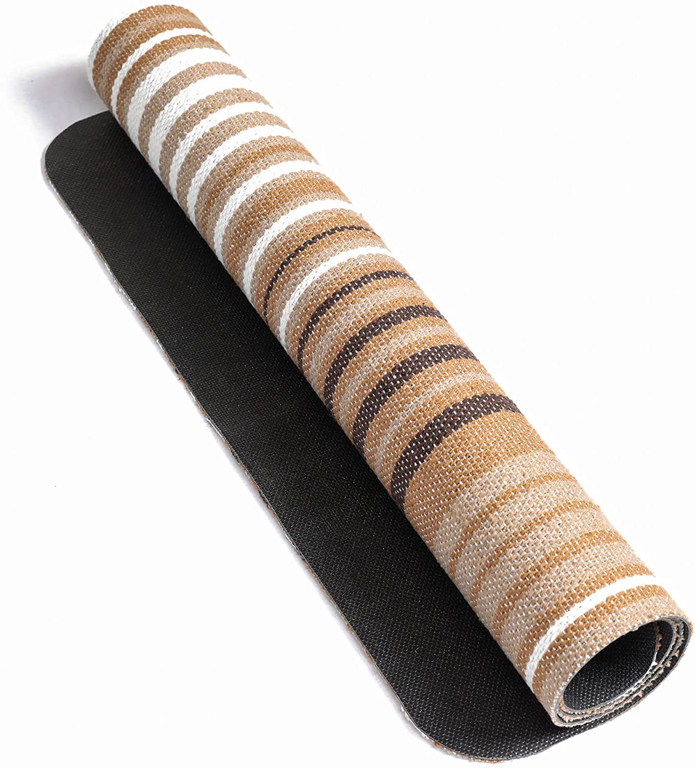 AlgoMat Artisanal Traditional Mexican Striped Doormat, Accent Area Door Mat or Entryway Rug, Made of 100% Recycled Cotton Top, PVC Bottom, Durable, Machine Washable, 34" x 24" (Brown Stripe)