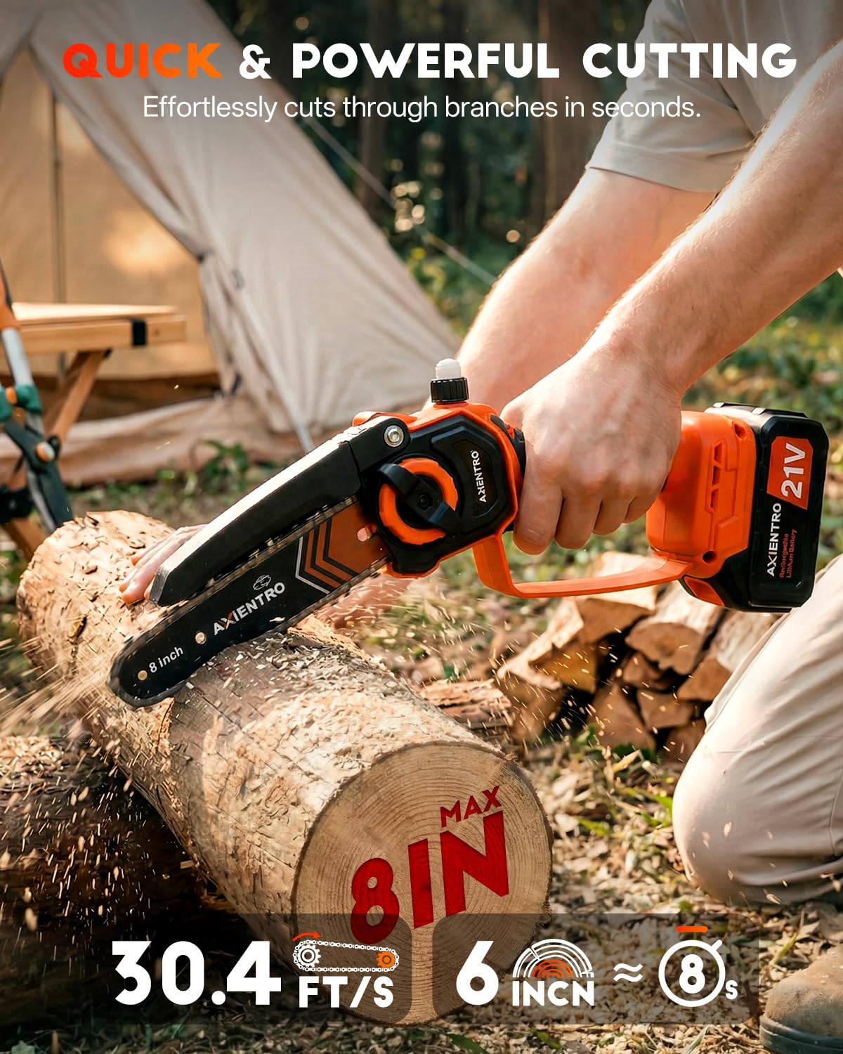 Axientro 4-in-1 Pole Saw & Pruning Shears, 8-in Brushless Motor Pole Saw for Tree Trimming, Electric Pruners with Extendsion Pole, 2x4000mAh Li Batteries & Charger, 16FT Max Reach
