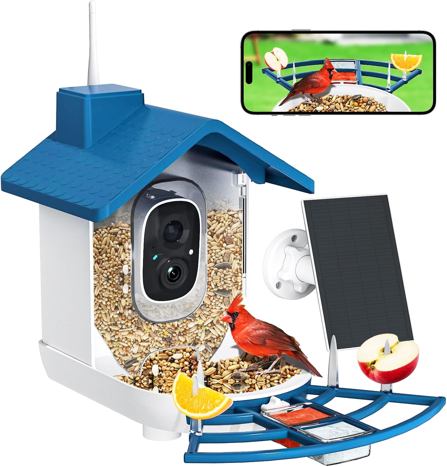 Smart Bird Feeder with Camera,Bird House Camera with Solar Panel,FHD Birds Cam for Bird Watching, AI Identification,Auto Capture & Real-time Notifications,Ideal Gift for Birds Lovers,Parents,Friends