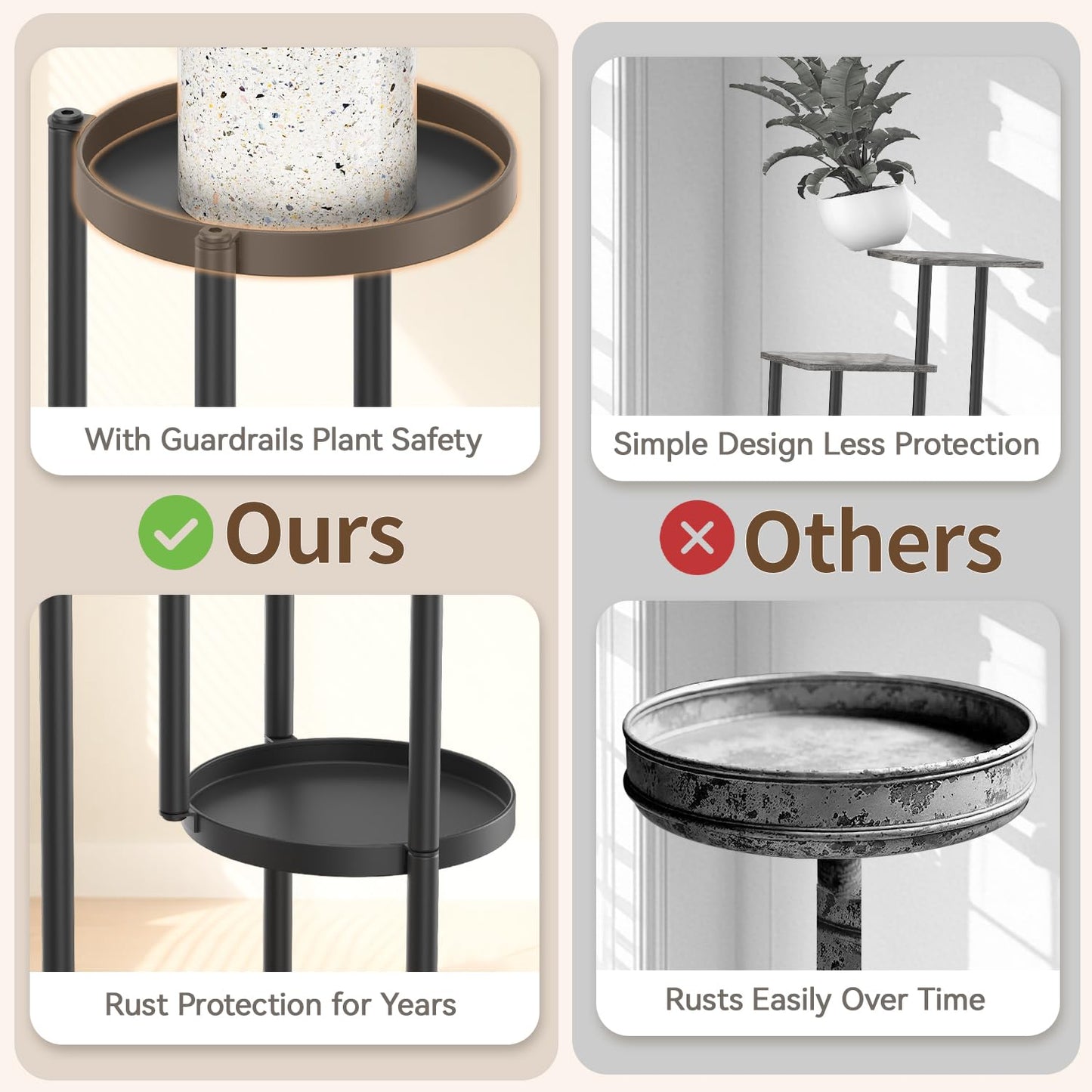 LASZOLA Black 3 Tier Plant Stand Indoor Heavy Duty Metal Planter Flower Holder Rack, Multi Modern Narrow Organizer, Floor Vertical Tower, Spiral Sturdy Decorate for House Bathroom Office Living Room