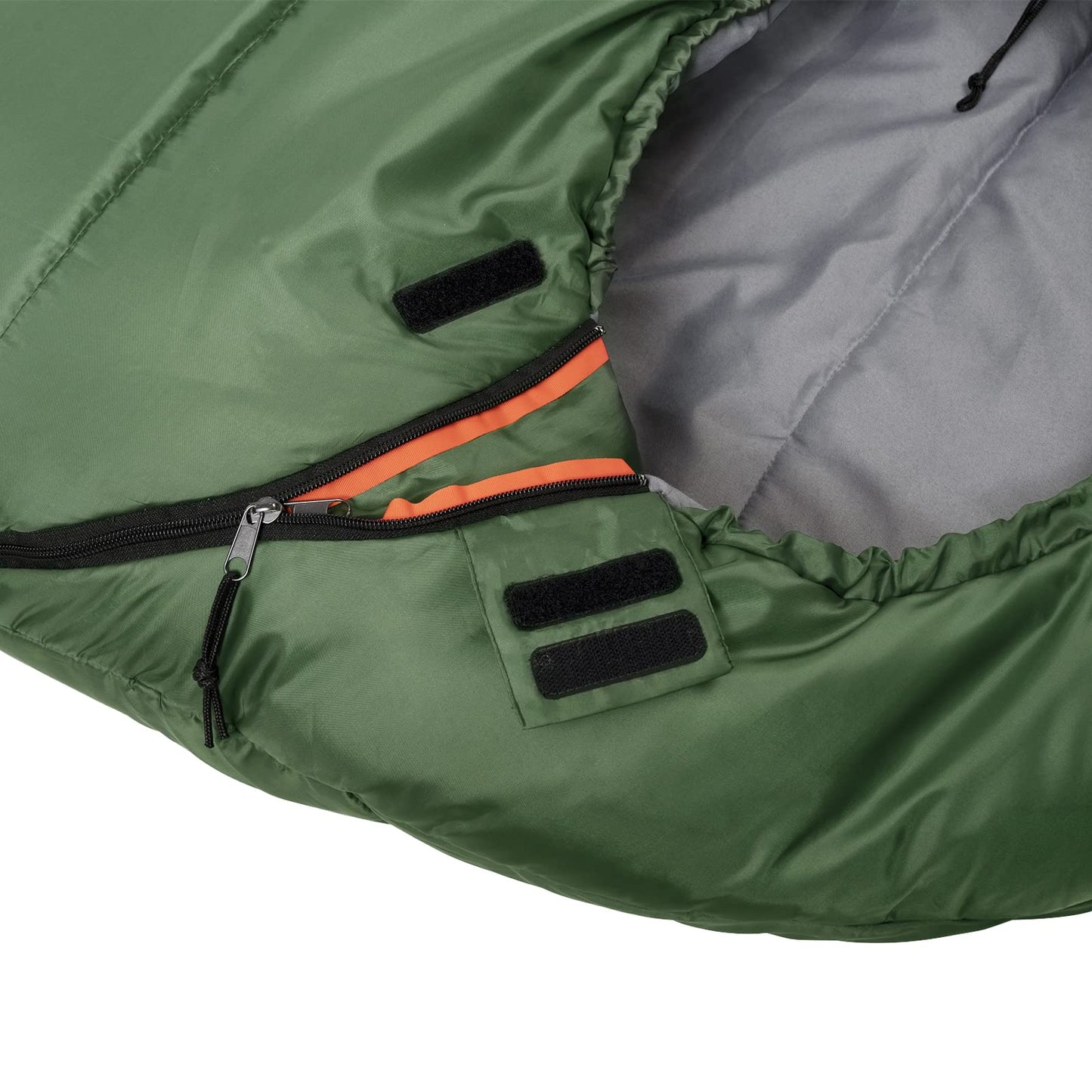 Amazon Basics 20°F Cold Weather Mummy Sleeping Bag for Hiking, Outdoor Camping with No-Snag Zipper, Portable, 82" x 33", Olive Green