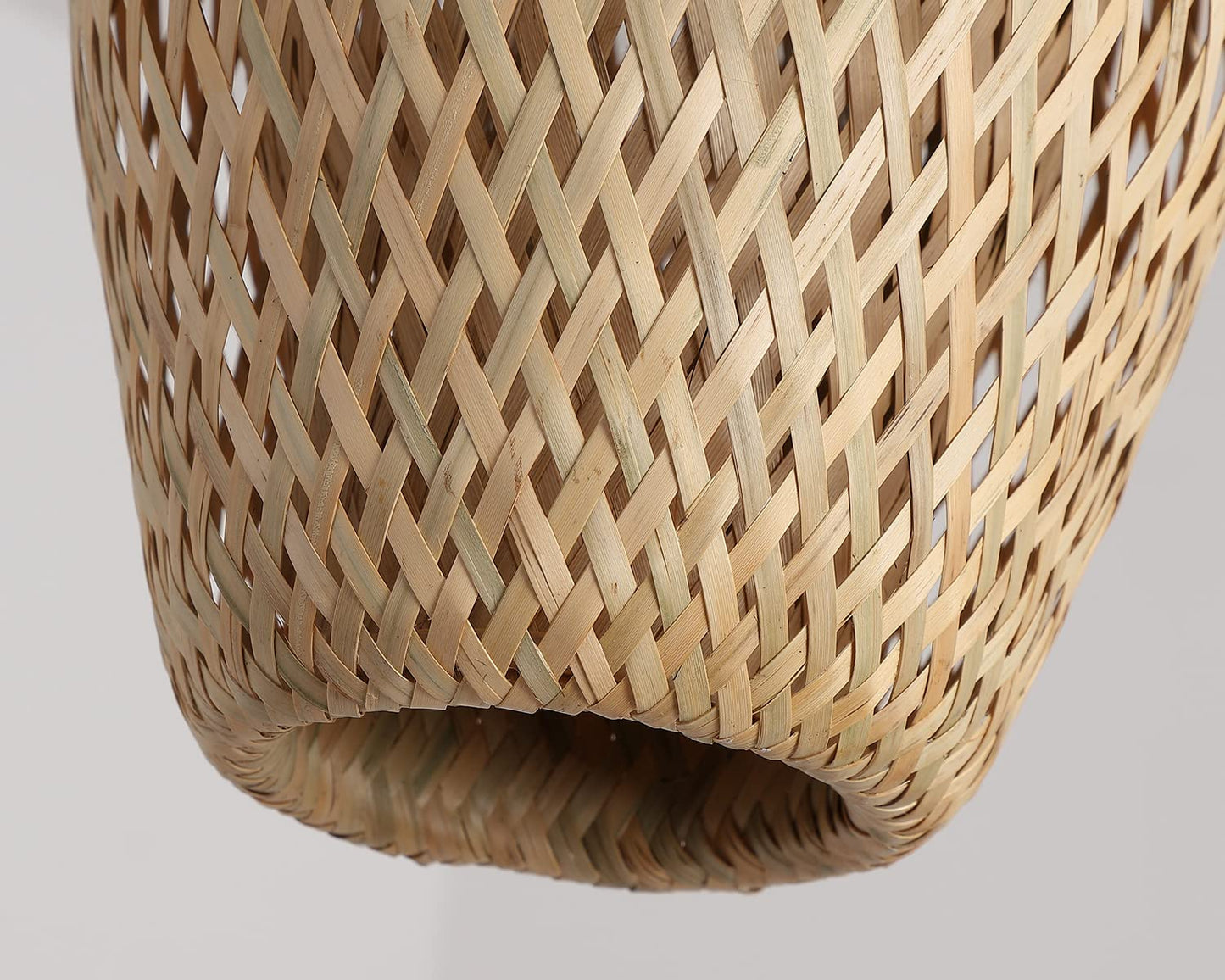 Hchunqjor Bamboo Pendant Light Fixture One-Light Adjustable Boho Basket Handmade Woven Mini Pendant Lighting for Kitchen Island Sink Farmhouse Home