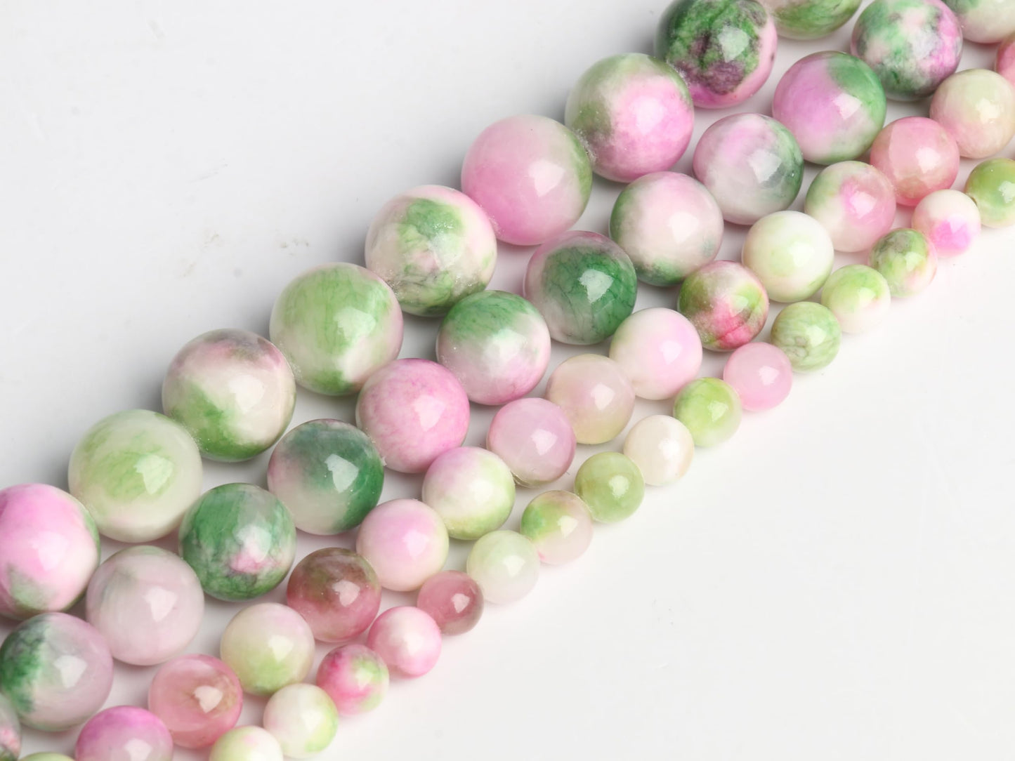 Yochus 60pcs 6mm Pink &Green Persian Jade Energy Healing Round Bulk Gemstone Beads for Jewelry Making Bracelet Necklace Earring DIY