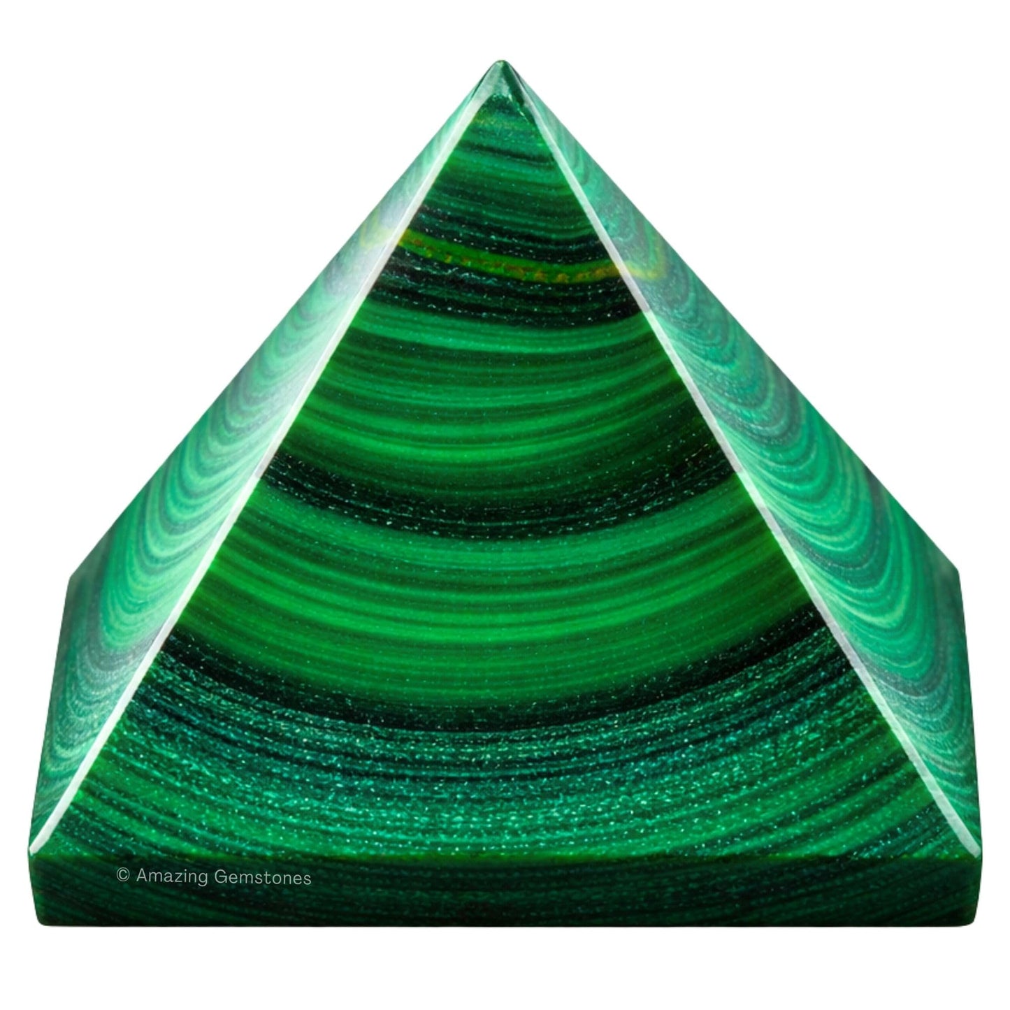 Amazing Gemstone Malachite Pyramid Crystal Healing Stones - 2" Great Pyramid Figurine of Natural Stone Pyramid for Meditation, Reiki, Chakra Balancing and Crystal Pyramids Grid