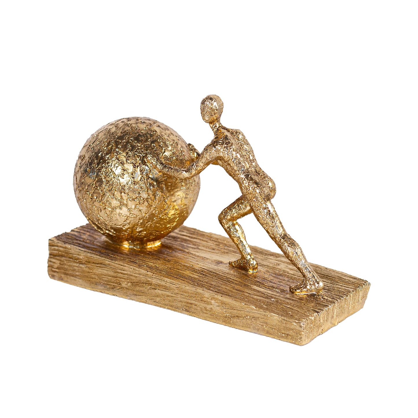 Hebdids Man with Sphere Iron Statue Metal Sculpture Sportsman Art Metal Ornament Figurine Home and Office Decor （Golden）