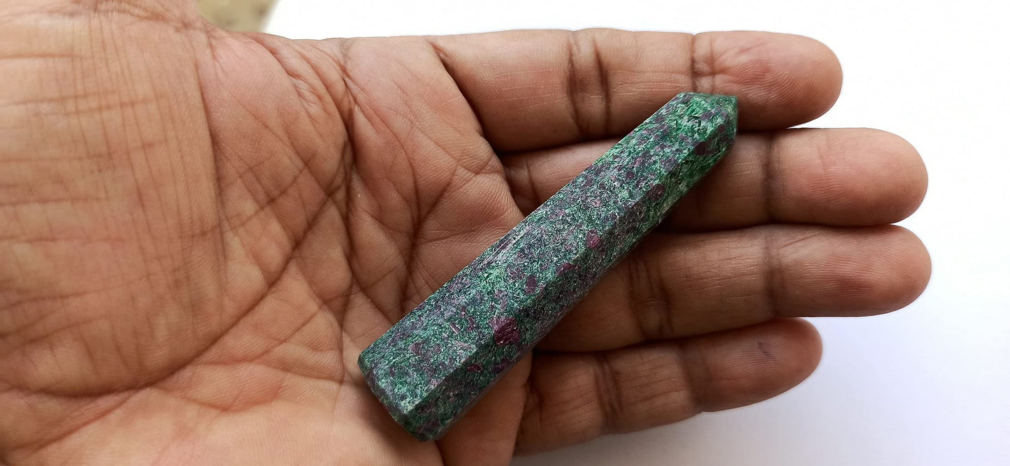 WholesaleGemShop 3 Inch Ruby Zosite Gemstones Obelisk Tower Jumbo Facet Aura Rock Crystal Natural Polished Earth Wand Spirit