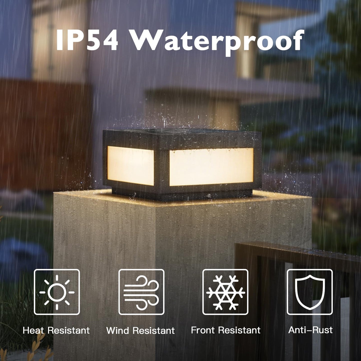 PAKEDANDUN Solar Pillar Lights Outdoor, 9.84" Modern Post Light Dusk to Dawn, Solar Column Lamp IP54 Waterproof with E26 Bulb, 3000K LED Fence Deck Cap Lights Lantern for Patio Garden Decoration(Grey)