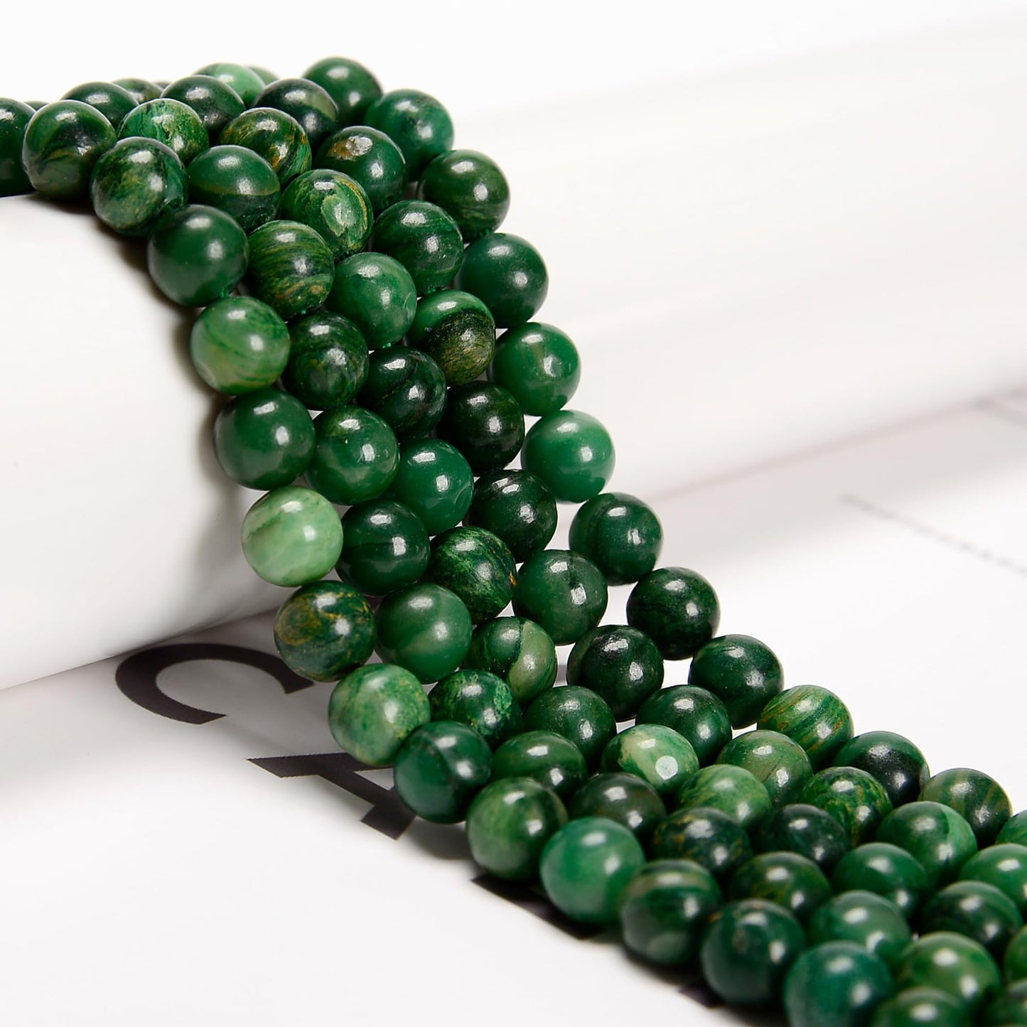 47Pcs 8mm African Emerald Jade Beads Natural Round Loose Real Stone Beads Gemstone Genuine for DIY Hand Made Craft Jewelry Bracelet Earring Necklace String Making Energy Healing Power