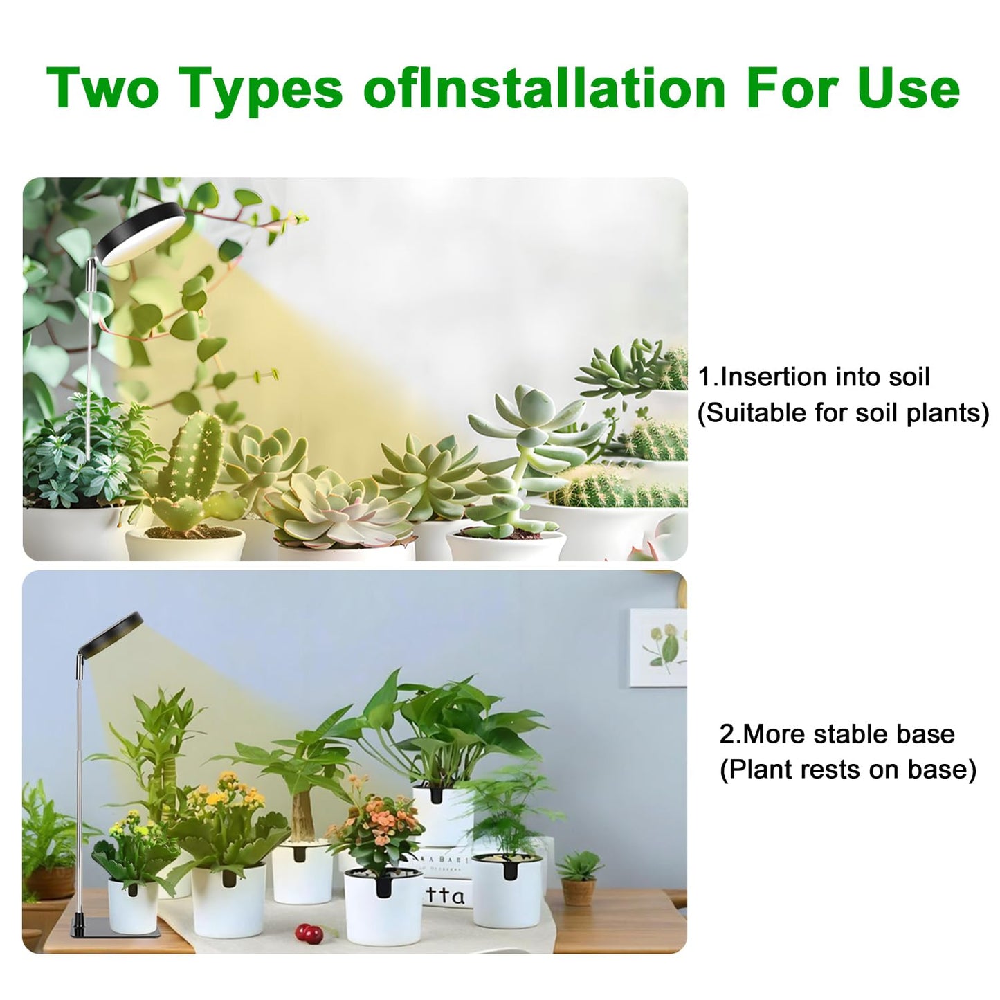 LED Grow Lights for Indoor Plants Full Spectrum, 48 LEDs Plant Light for Indoor Plants with 2 Mounting Options, 3 Optional Spectrums, 3/9/12Hrs, 10 Brightness,6.7"-26" Height Adjustable （black）