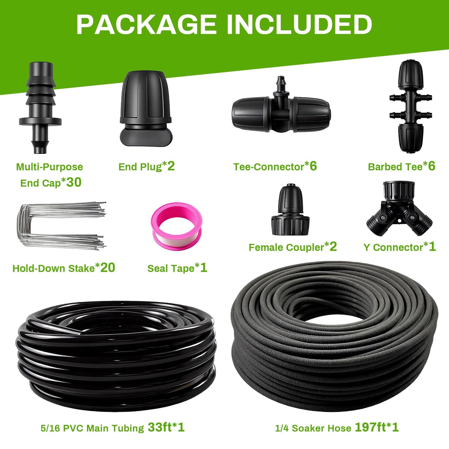 Upgraded 230FT Drip Irrigation System with 1/4" Soaker Hose -Weeping Technology for Deeper Root Watering,Garden Watering System for Raised Beds, Greenhouse, Lawn - Save Water