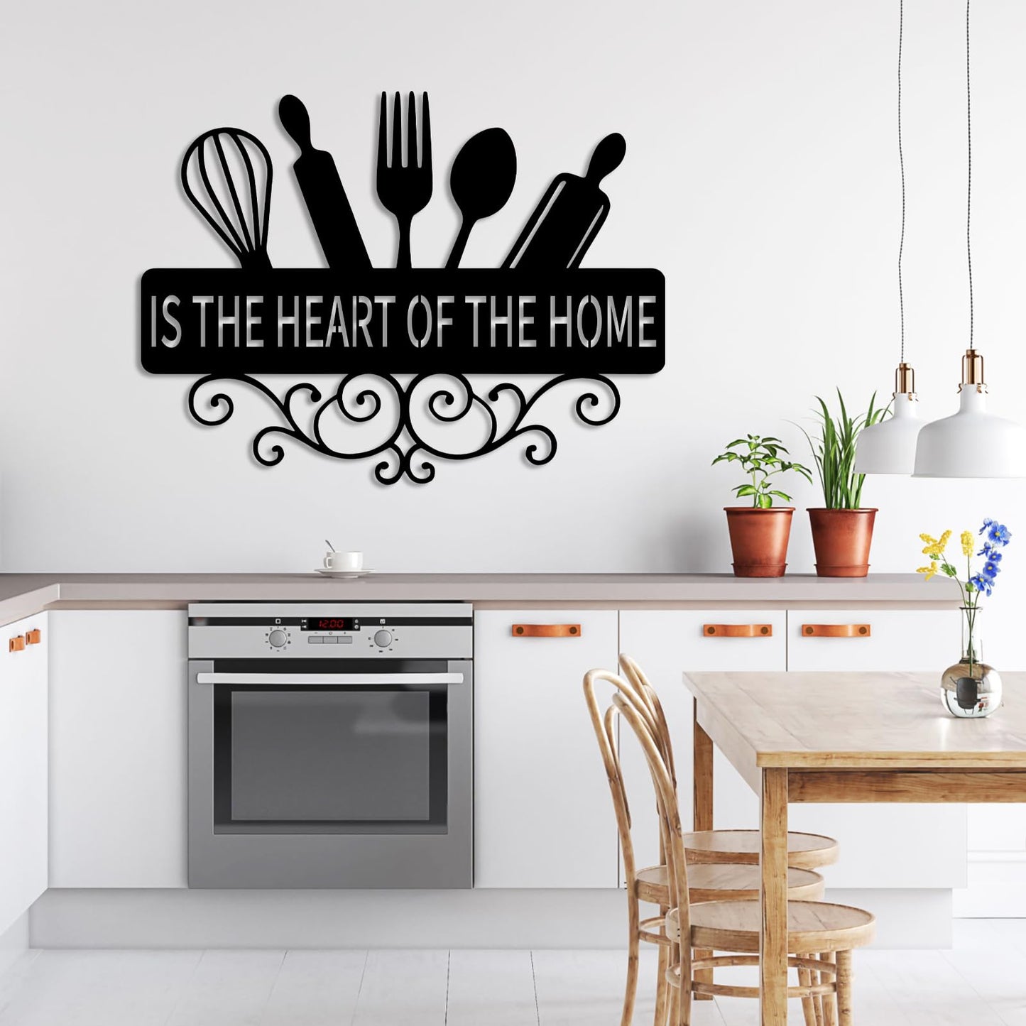 Kitchenware Metal Wall Decor, Kitchen Wall Decor, Kitchen Metal Wall Signs, Kitchenware Sign, Wall Art for Living, Dining Room (White, 19"x14"|47x35cm)