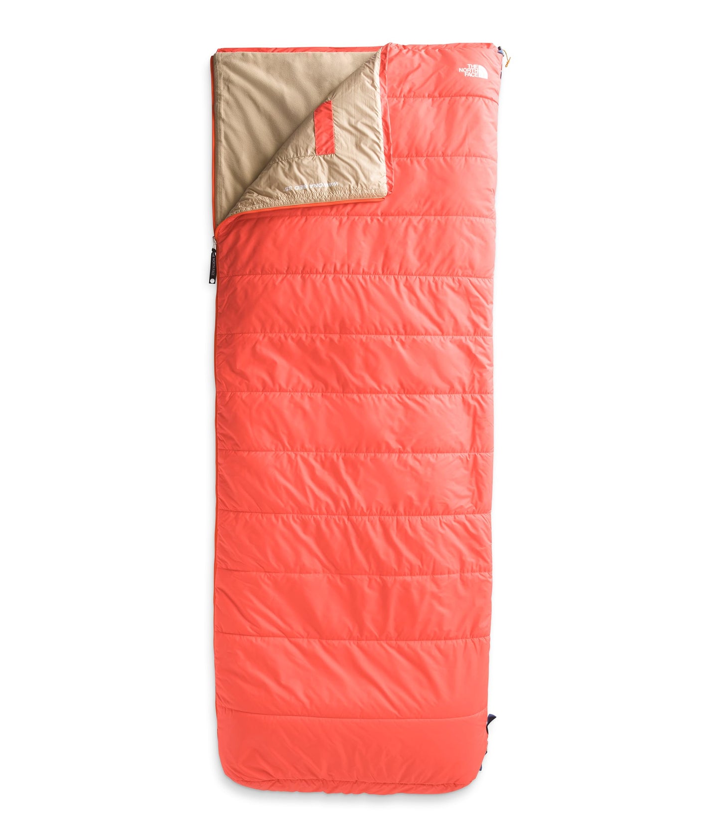 THE NORTH FACE Wawona Bed 35 Sleeping Bag - Rectangular 35F / 2C Insulated Camping Sleeping Bag, Water Repellent, Retro Orange-NPF, Regular