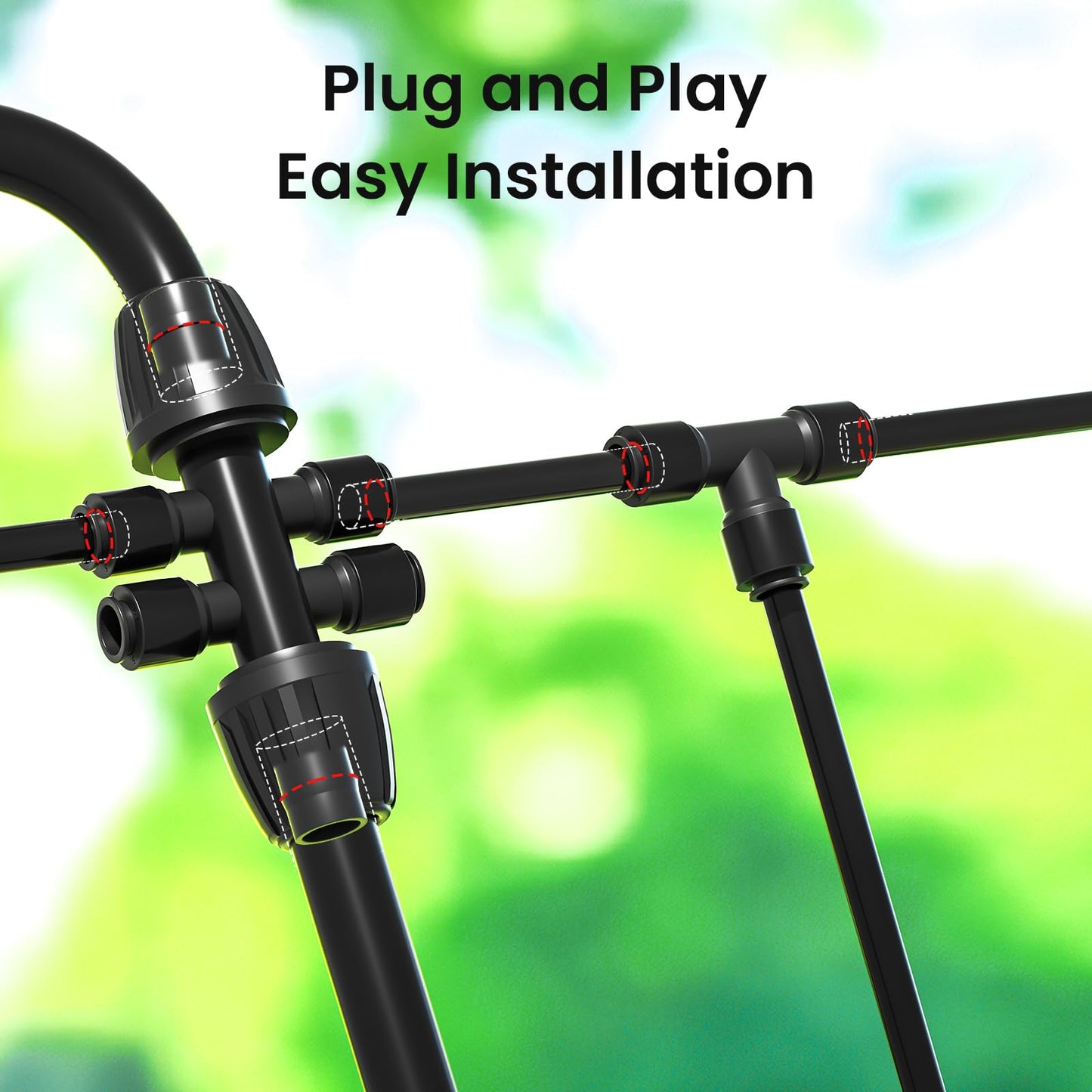 MIXC 230FT Quick-Connect Drip Irrigation System Kit, Automatic Garden Watering System with 1/4" & 1/2" Fast-Lock Tubing - Adjustable Nozzles & Sprinklers for Garden, Greenhouse, Lawn, Potted Plants