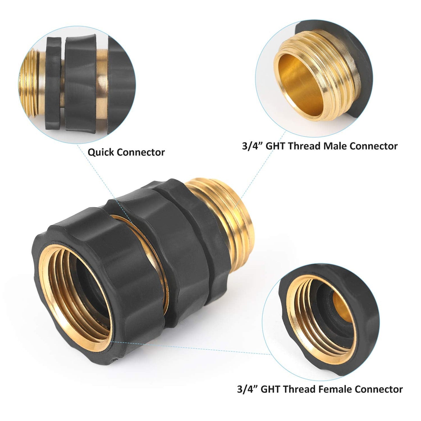STYDDI Garden Hose Quick Connect Fittings Coupler, Metal Hose Fitting Quick Connector 3/4" Inch Male and Female - No Leaks Water Hoses Quick Disonnect Adapter, 6 Set