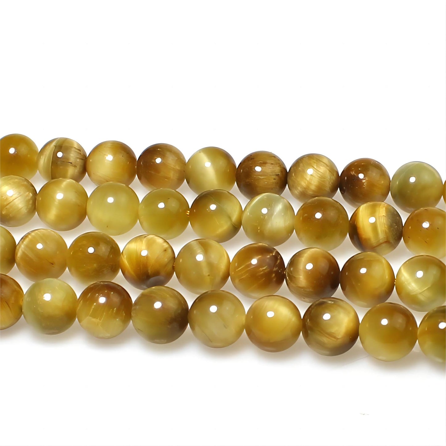 MJDCB Natural Stone Beads 8mm 43pcs Round Golden Tiger's Eye Loose Gemstone Bead Charms for Jewelry Making Bracelet Necklace Earring Pendant