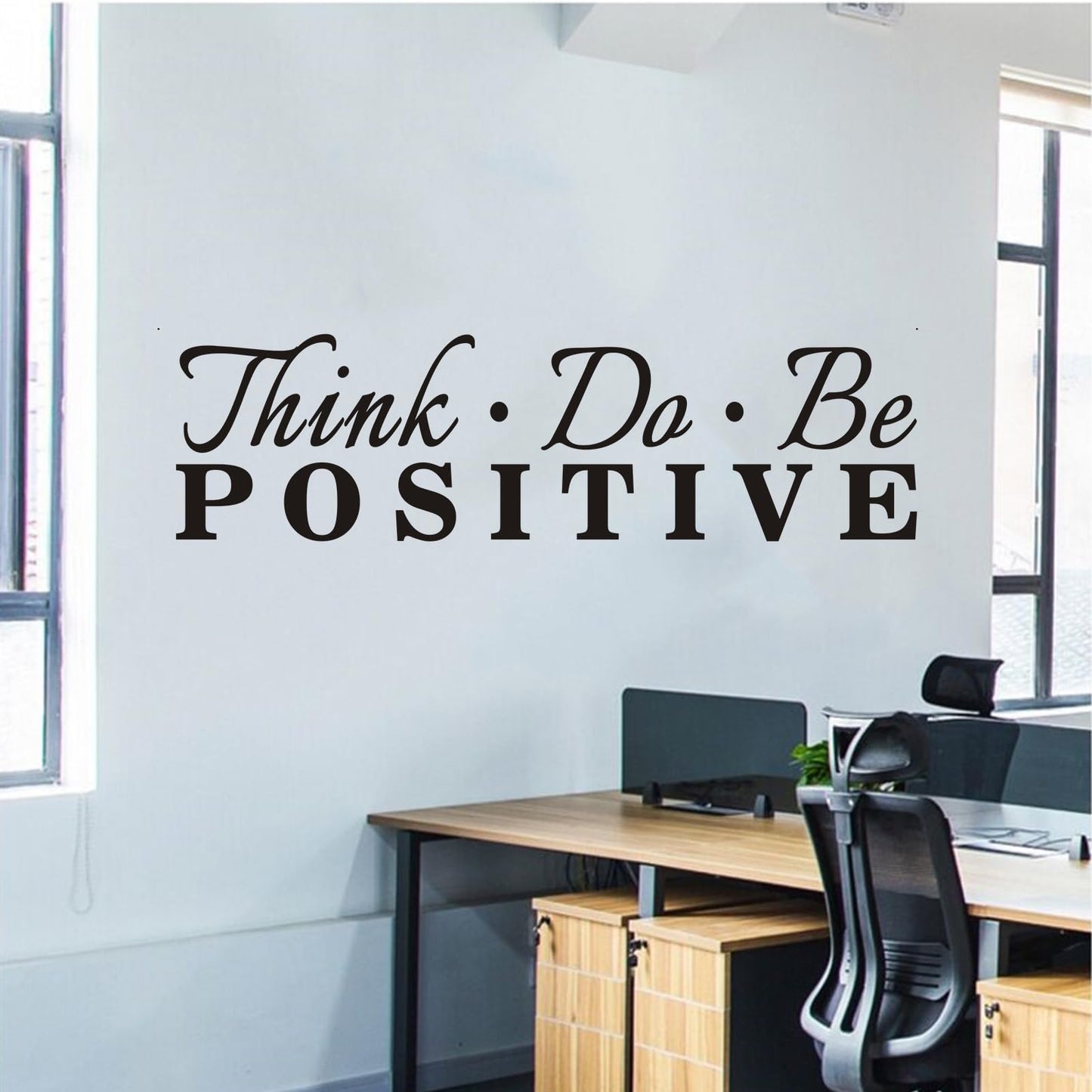 AnFigure Office Quotes Wall Stickers: Inspirational Gym Vinyl Art Wall Decals for Classroom School Garage Workspaces - Think Do Be Positive 25" X 7"