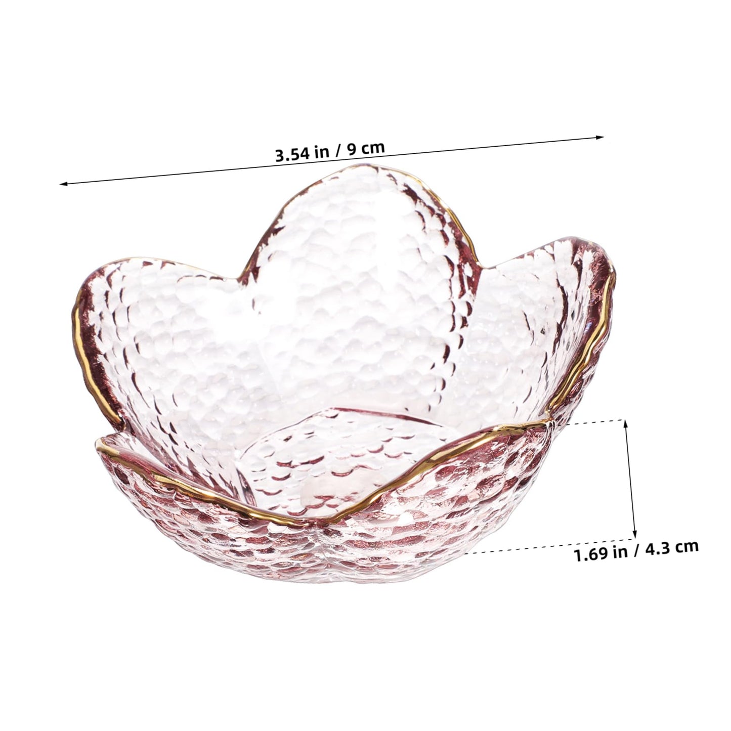 BESTYASH Glass Candy Bowl Cherry Blossoms Pink Gold Plate Decorative Trays for Office