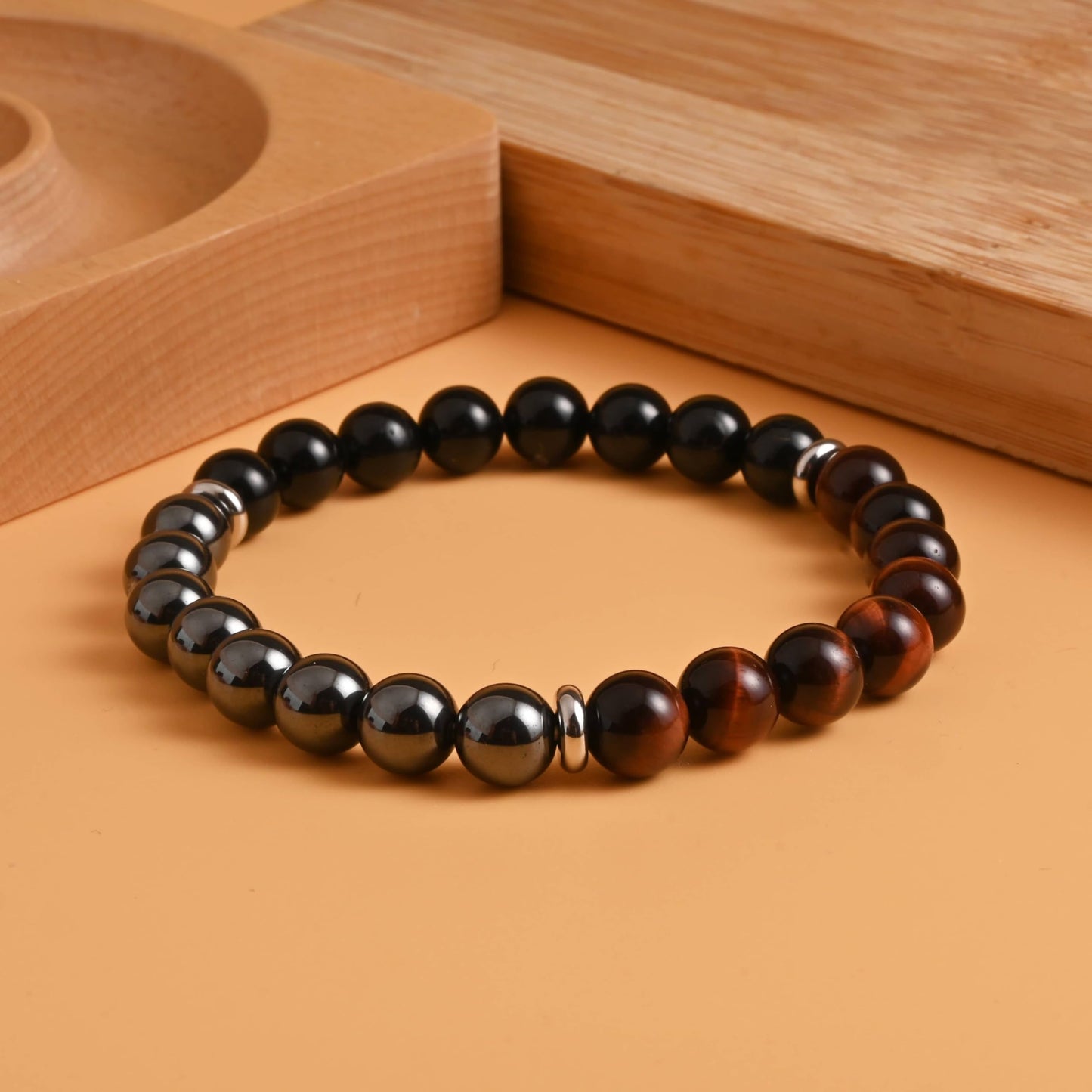 Gracayfr Tiger Eye Black Tourmaline Bracelet Anxiety Relief Healing Crystal Spiritual Natural Stone Beaded Empath Protection Gemstone Stretch Hematite Red