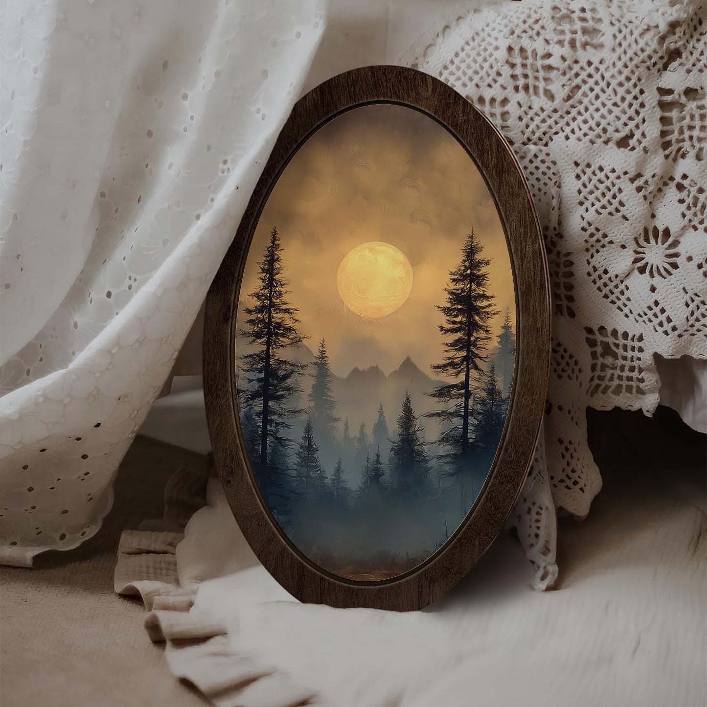 Wheatwin Celestial Room Decor, Moody Dark Academia Sunlight Sunshine Oval Wall Art Hanging Decorations for Home Bedroom Living Room, 14.56x9.05 Inch