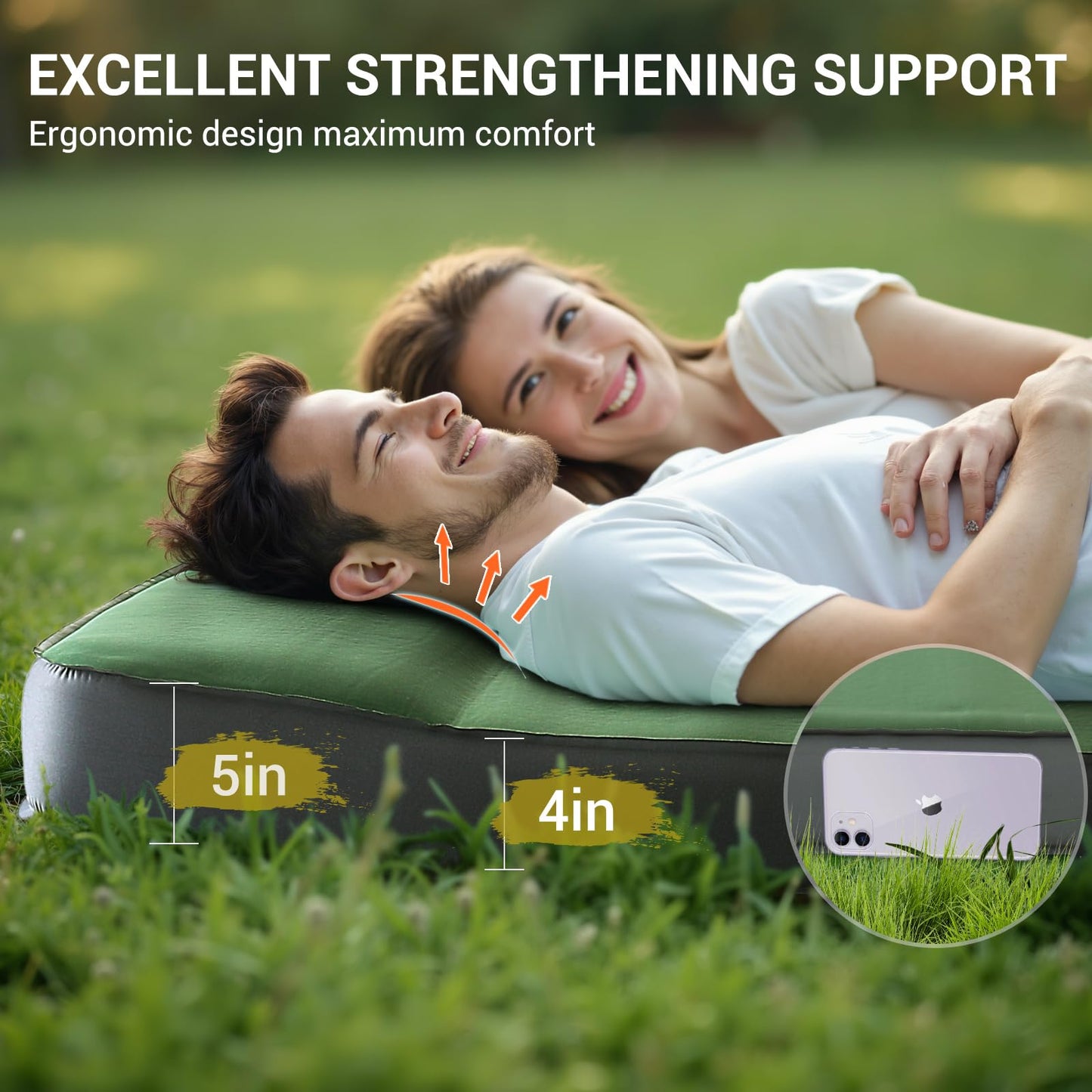 Elegear CumbreX™ Air & Foam Self Inflating Sleeping Pad, Built-in Electric Pump 4" Ultra-Thick Memory Foam Camping Mattress with Pillow Double Camping Pad 4-Season R-value 9.5 Camp Mat for Travel Full