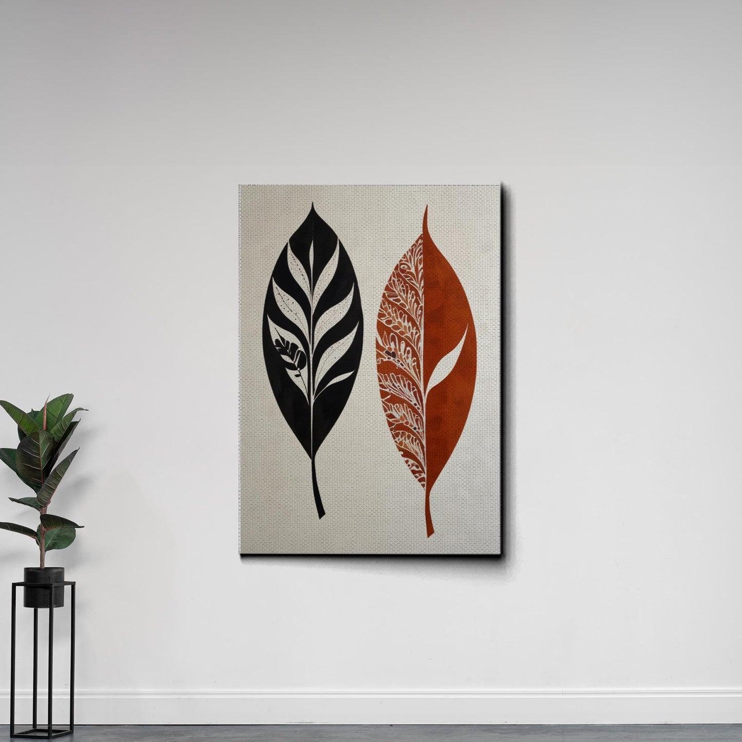 Canvas Print Scandinavian Folk Art Print Abstract Botanical Nordic Print Beige and Black Scandinavian Botanical canvas Decor Canvas, Decor