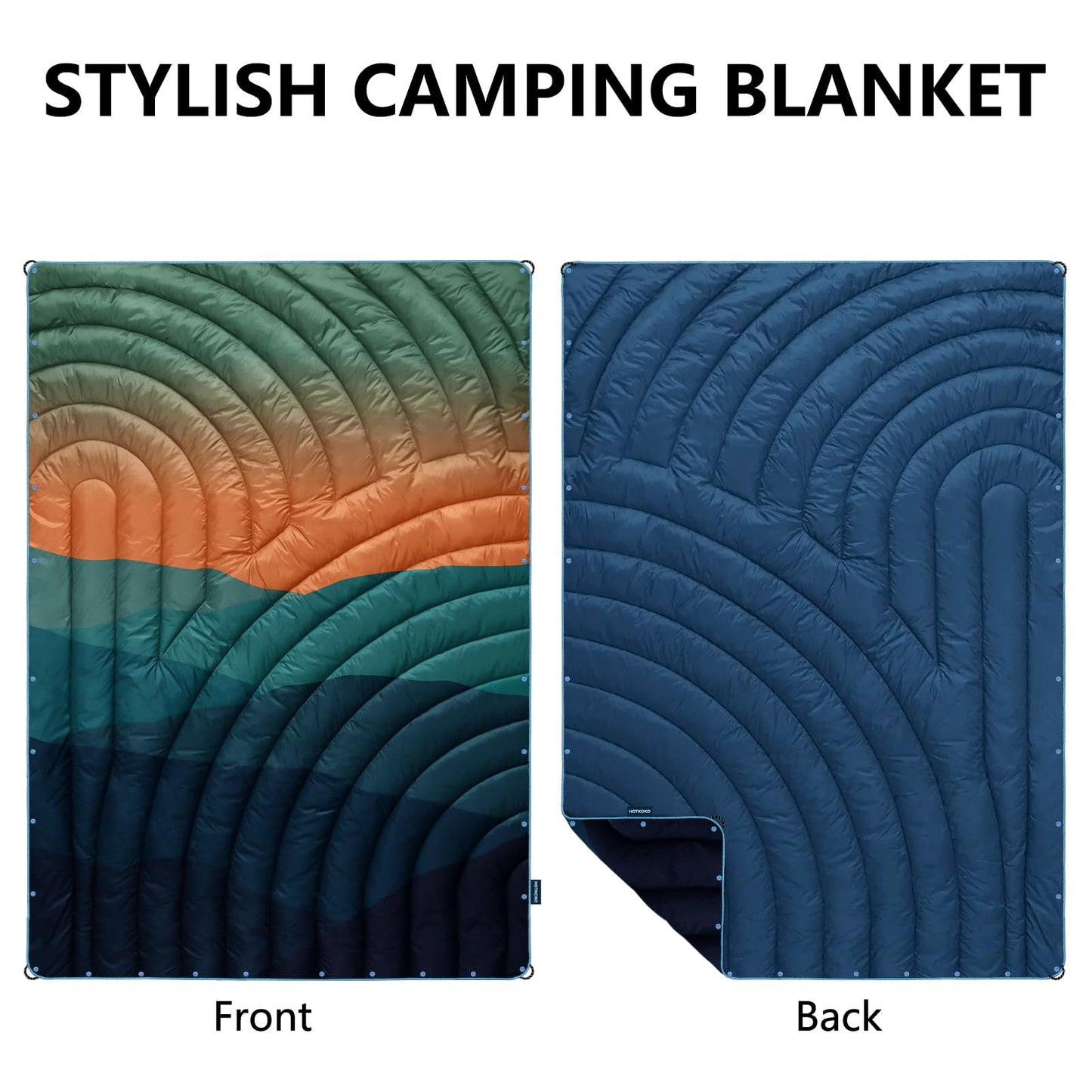 hotkoko Camping Blanket,Lightweight Puffy Camping Blanket Packable Down Camp Blanket for Outdoor,Traveling, Stadium, Hiking, Picnics with Packable Bag