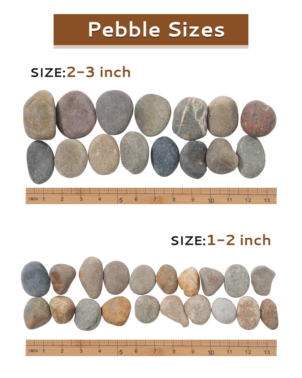FAHAXIKI Natural River Rocks-40 lbs of Pebbles and River Stones,1-2 Inch Plant Rocks for Landscaping,Garden Paving,Crafting,Walkways,and Outdoor Decorative Stone,Mexican Beach River Rocks