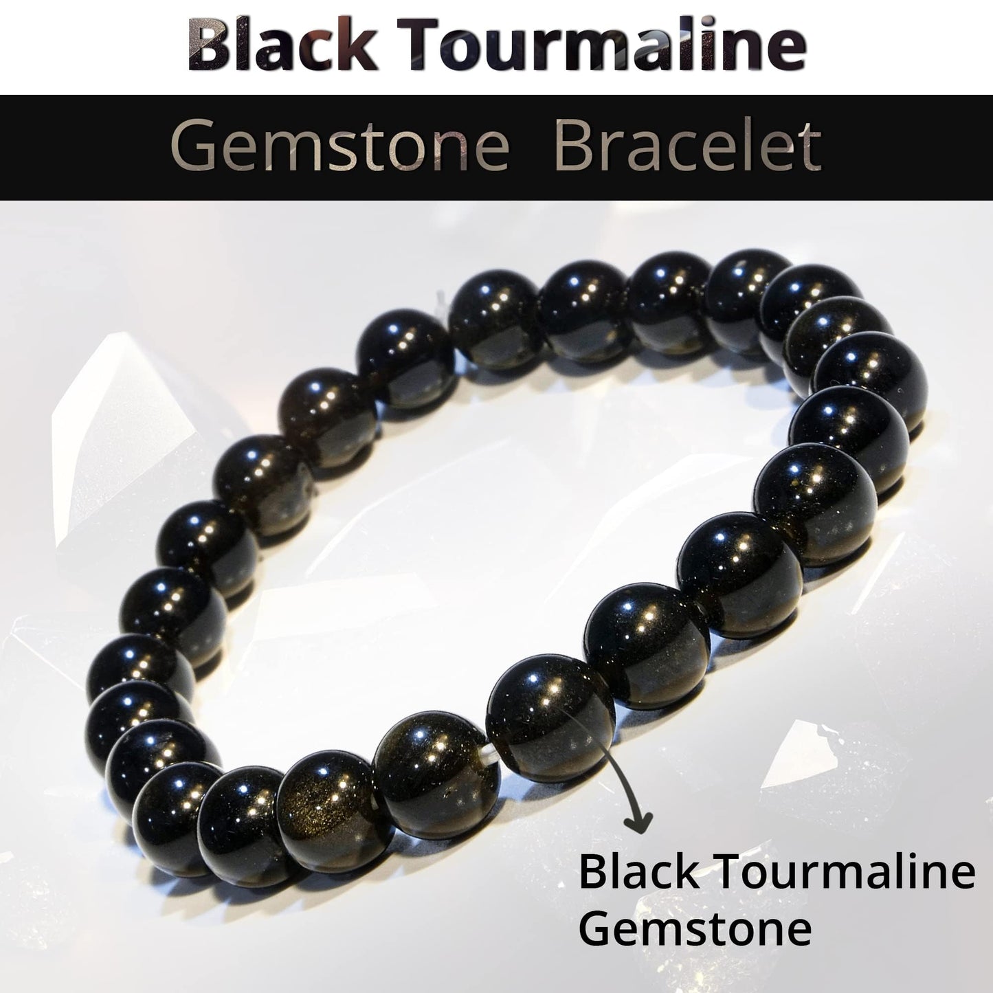 Crgwxzl Healing Crystal Bracelets for Women 8mm Natural Stone Beaded Stretch Bracelet Green jade African Turquoise Black Obsidian Spiritual Gemstone Lucky Jewelry Gifts