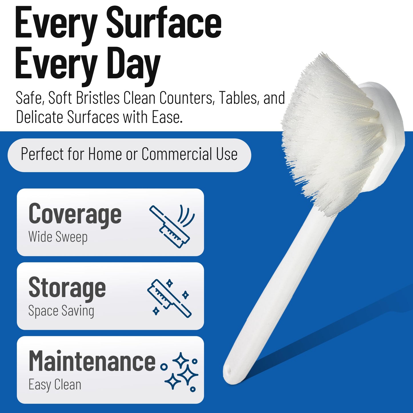 CFS 36620L00 Flo-Pac Plastic Handle Utility Scrub Brush, Nylon Bristles, 20" Length, 2" Bristle Trim, White, 1 Count