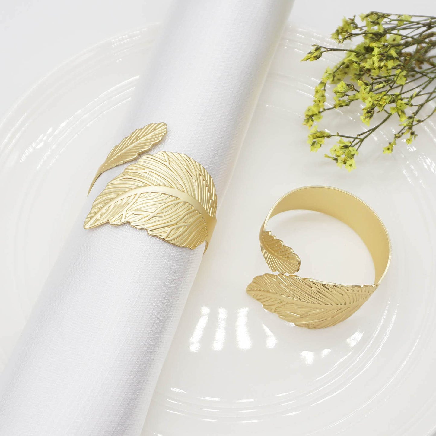 Utalek Gold Leaf Napkin Rings Set of 12, Leaves Napkin Rings for Table Setting, Metal Leaf Napkin Holder Rings for Holiday Party,Wedding, Banquet, Formal or Casual Dinning Table Decor (Gold)