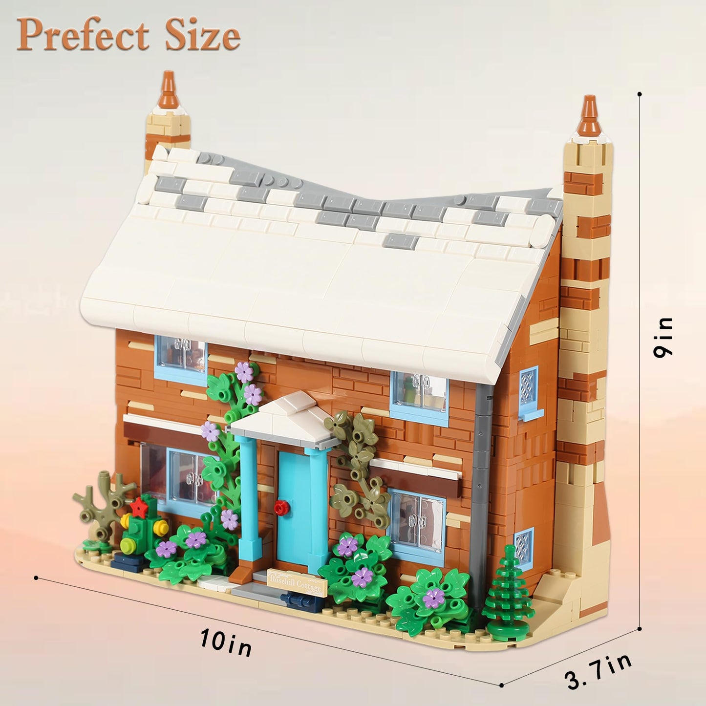The Holiday Christmas Building Set, Rosehill Cottage Village Compatible with Lego – Cozy Winter House with Figures & Dog, Creative Display Gift for Adults, Movie Fans & Valentine’s Day