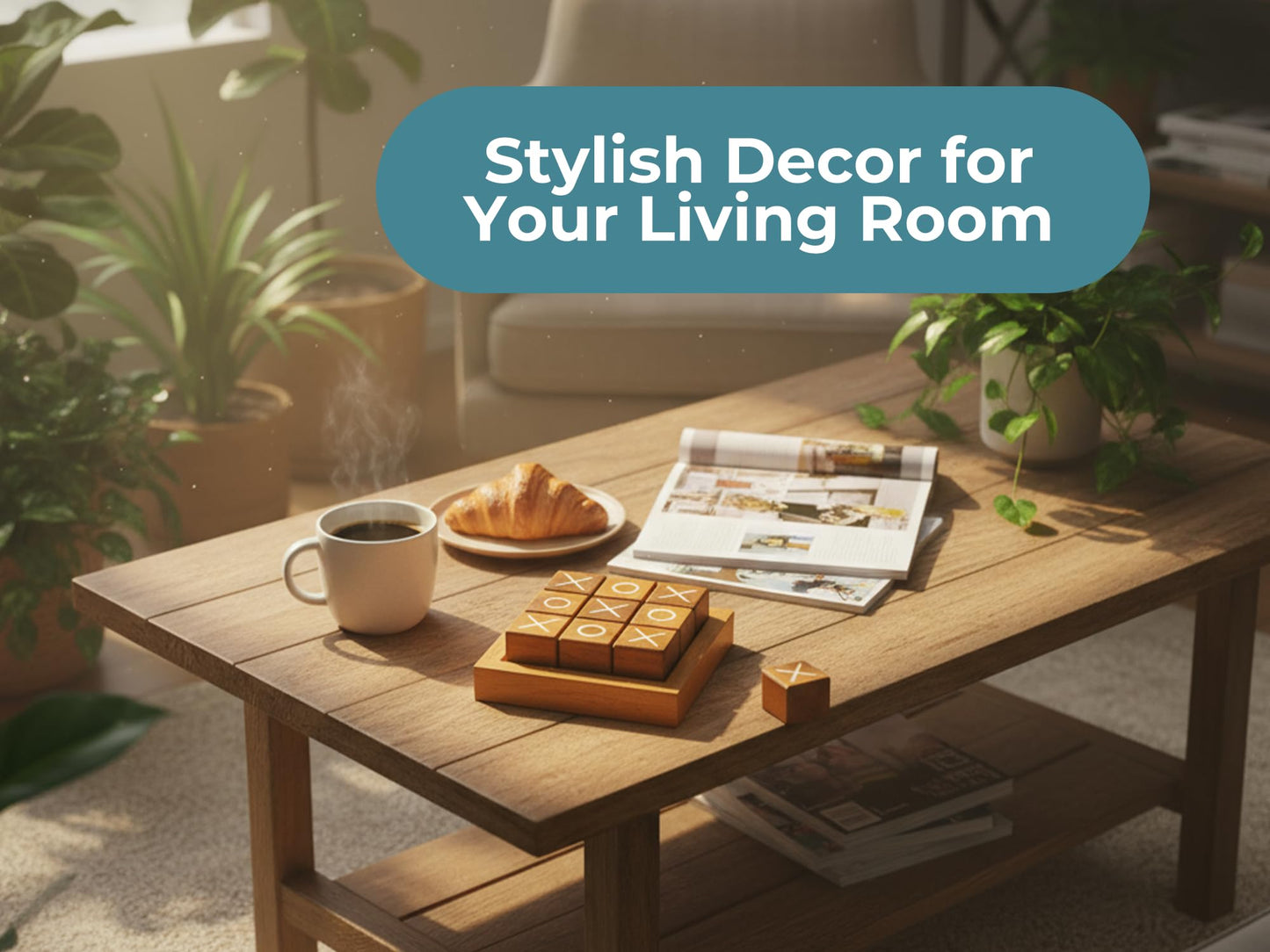 BSIRI Wooden Tic Tac Toe Coffee Table Decor Game Living Room Home Office Decorative Small Desk Bar Top Classic XO Tictactoe Toy Board Travel Size Wood Mini Gifts for Family Games and Gifts for Adults