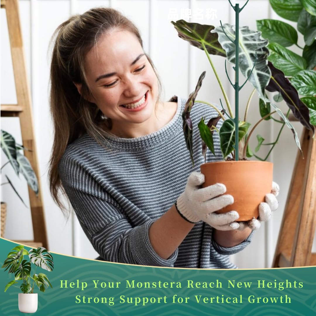 10 Pack Stackable Plant Support Stakes, 75inch Climbing Plant Sticks Structures for Monstera with Garden Ties, Durable Alternative to Moss Pole for Indoor Outdoor Plants