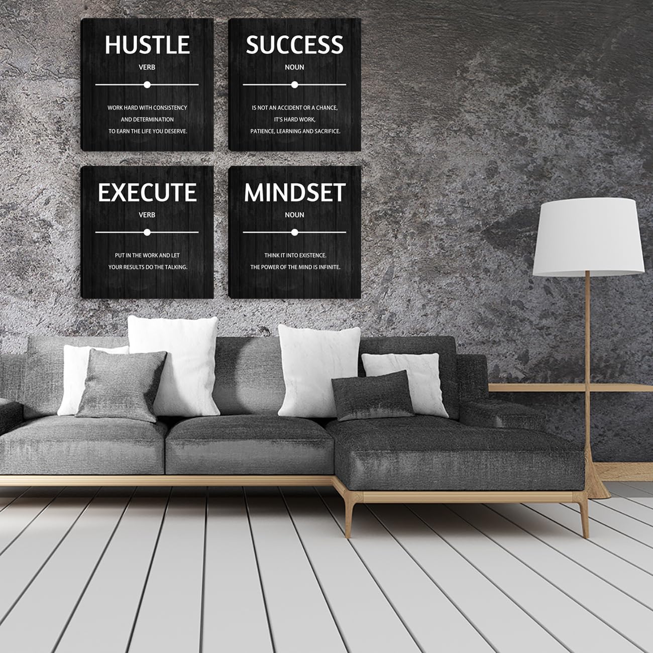 Halioyo Motivational Wall Decor Inspirational Office Quotes for Living Room Bedroom Canvas Posters Painting 4 Pieces Modern Wall Art Home Office Decor 12”X12”X4