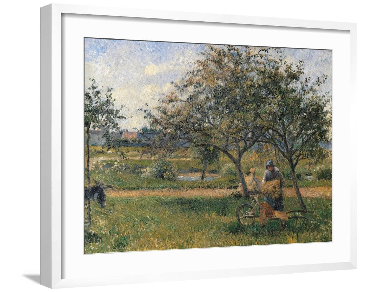 ART.COM Wall Art Print Orchard, the Wheelbarrow on White Frame by Camille Pissarro, 29" x 23"