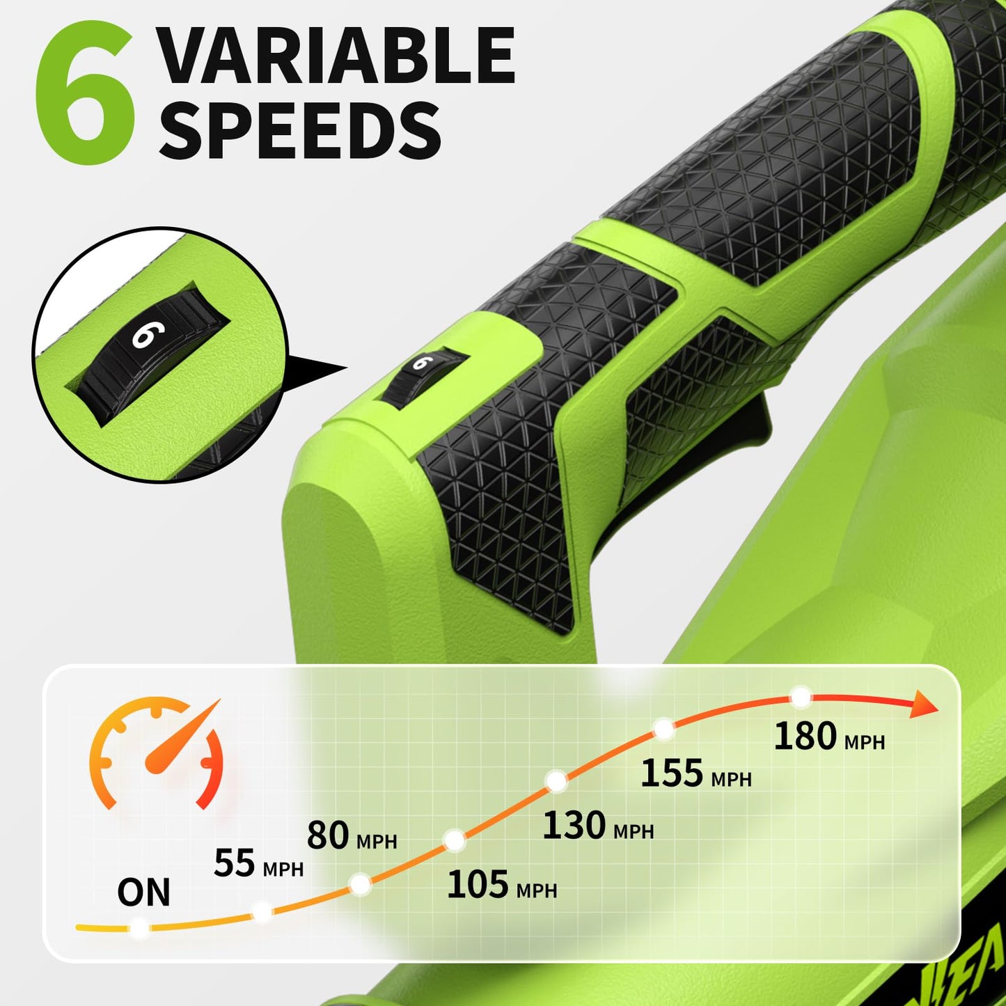 FULLYEA Cordless Leaf Blower 650CFM/180MPH, 21V Electric Leaf Blower with 3 Tubes & 2 x 4.0Ah Batteries, 6 Speed Modes, Battery Powered Leaf Blowers for Cleaning Patio, Yard, Garage, Lawn (Green)