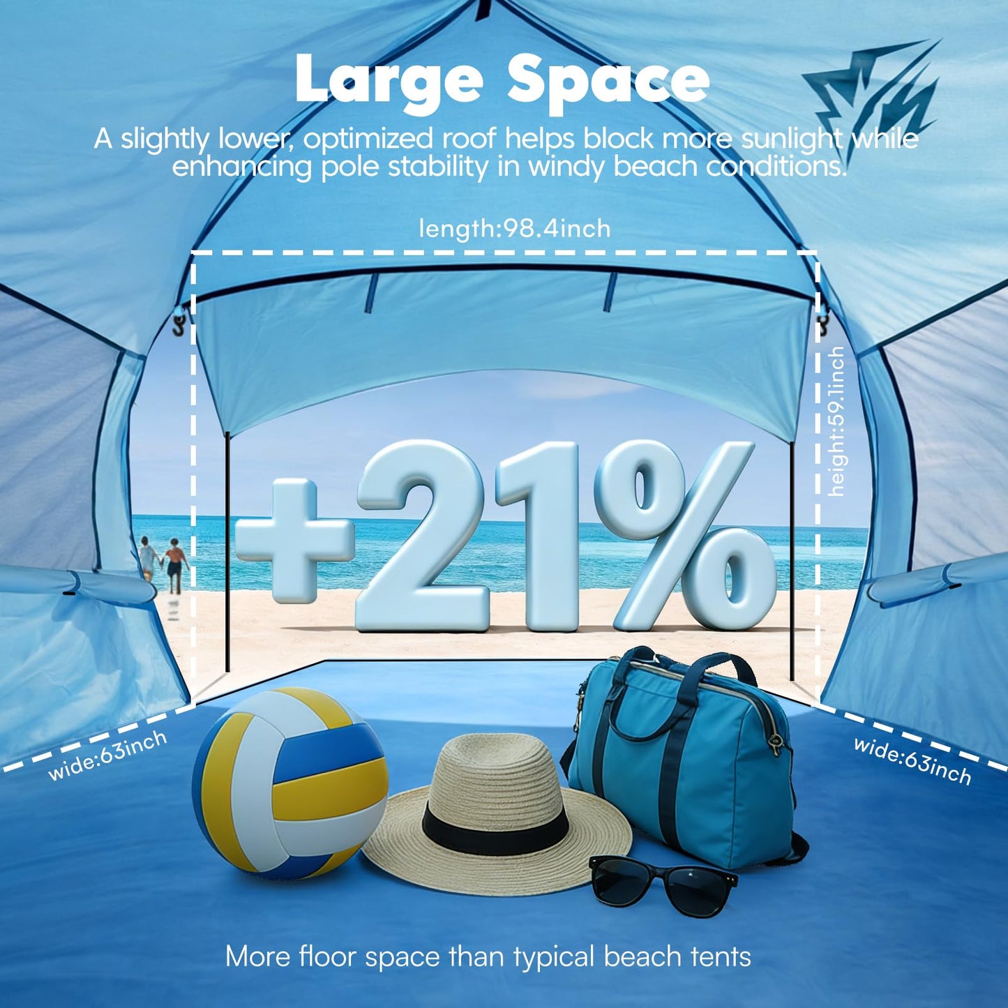 Purebox Beach Tent Sun Shelter - 2/3/4 Person UPF 50+ UV Protection Tents with Canopy, Easy Setup Lightweight Beach Shade Tent, Portable Beach Cabana Sun Shade Shelter