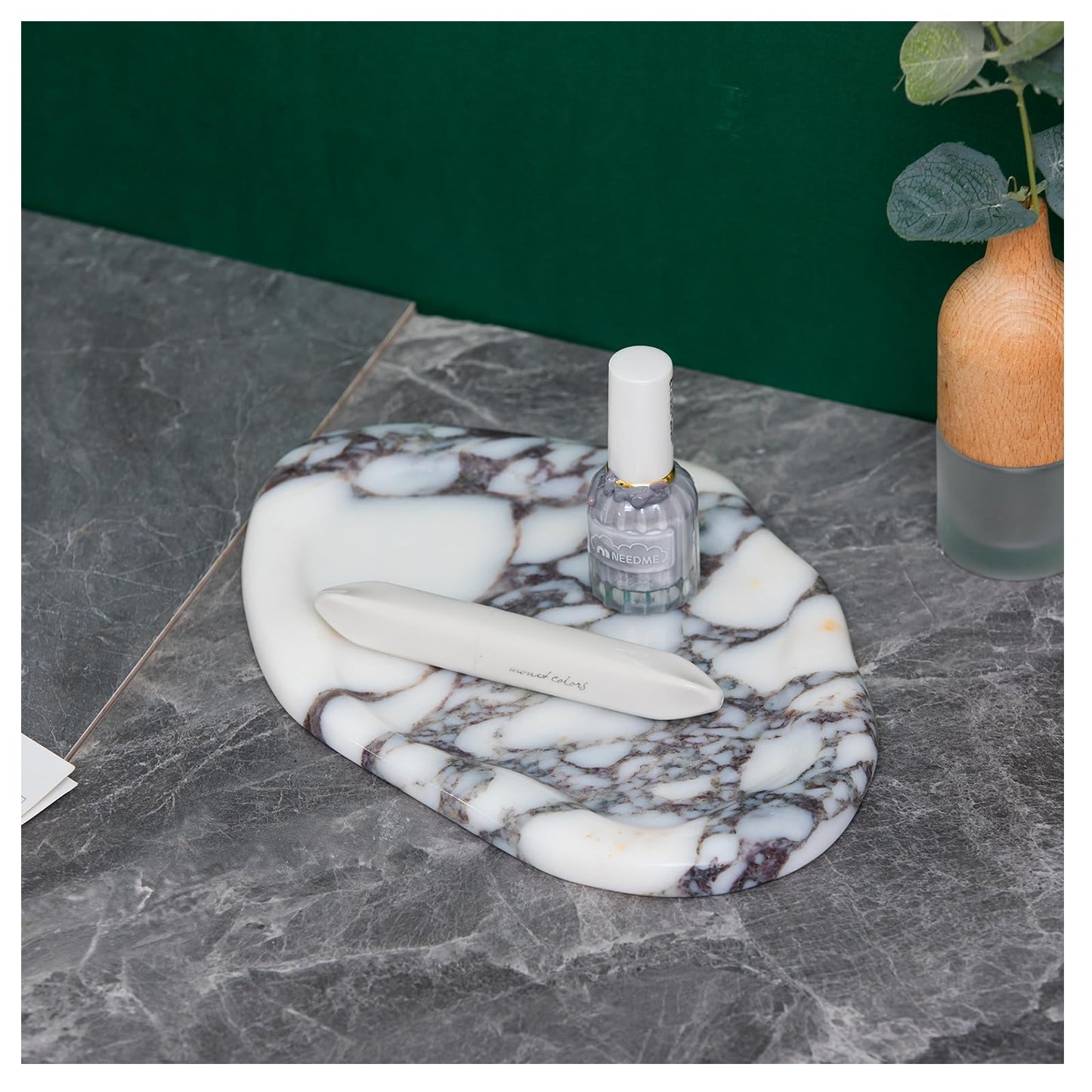 Calacatta Viola Marble Decorative Tray – Vanity & Bathroom Tray for Perfume, Candles, Jewelry, Keys – Minimalist Jewelry Tray