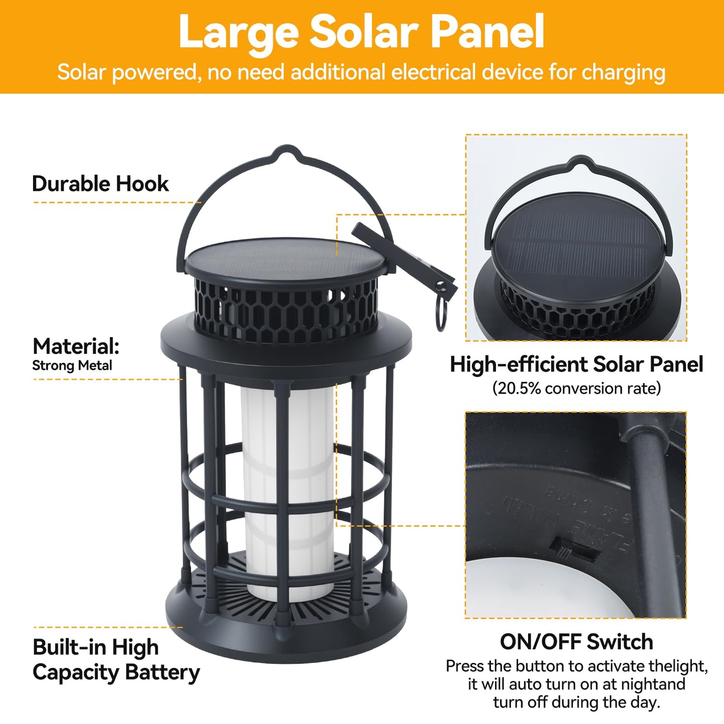 ELUTENG Solar Lantern Outdoor Waterproof Flickering Flame Hanging Lantern, 1200mAh Solar Torch Lights for Patio | Pathway | Yard | Outside Decor