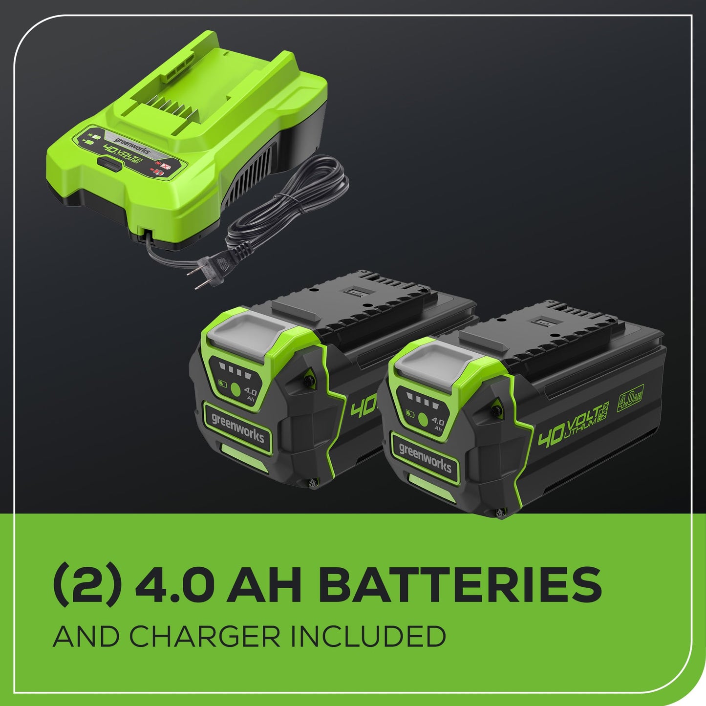 Greenworks 40V 21" Brushless Cordless (Smart Pace / Self-Propelled) Lawn Mower (75+ Compatible Tools), (2) 4.0Ah Batteries and Charger Included