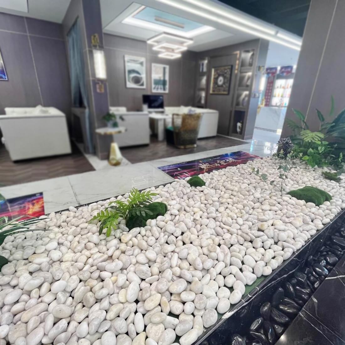 YISZM 20lbs Large River Rocks for Landscaping, 3-4" White Pebbles for Garden Design, Hand-Picked Smooth Stones for Fish Tank, Flower Pots, Indoor Water Fountains, Pathways, Backyard