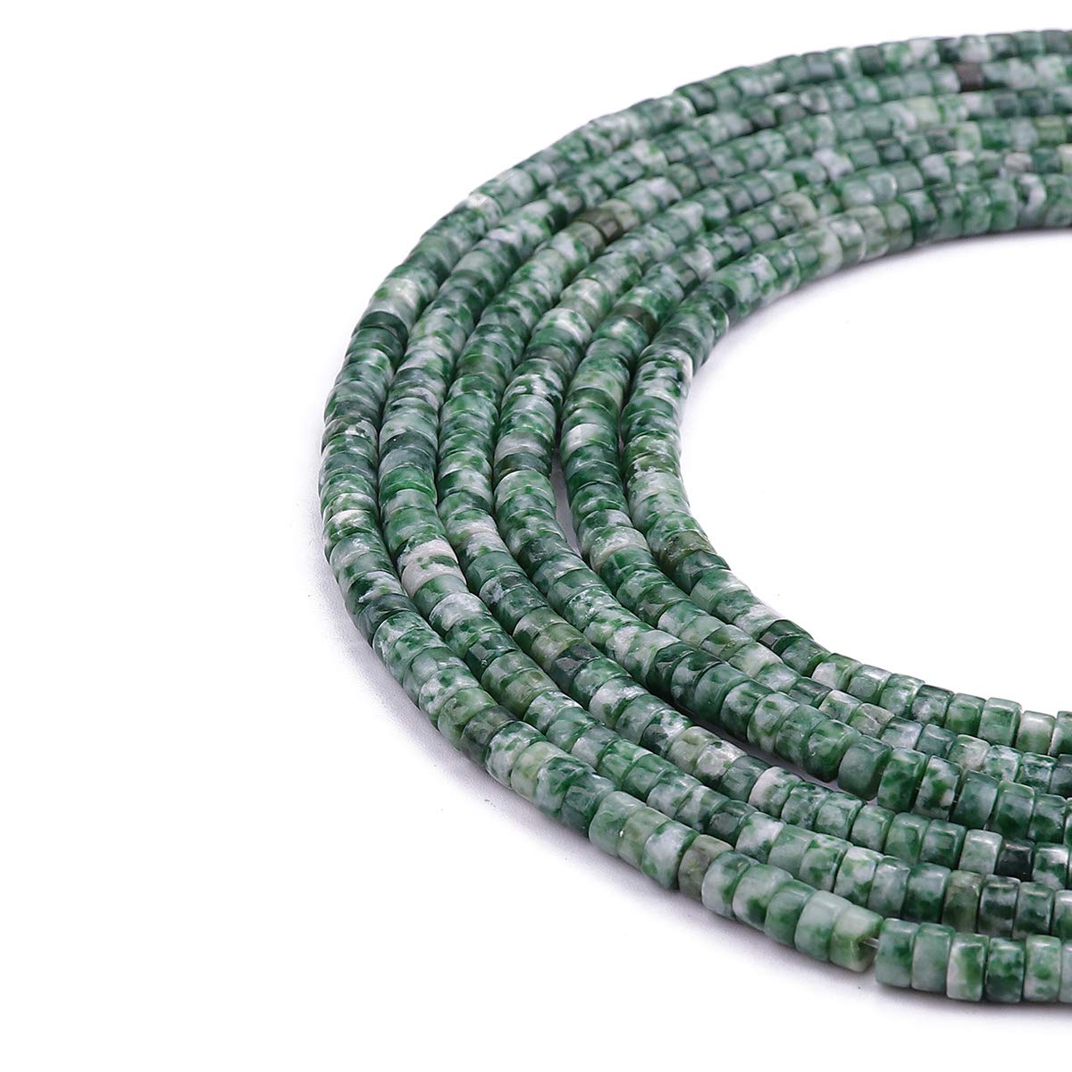 BEADIA Natural African Jade Spacer Beads Caps Loose Semi Gemstone for Beading Jewelry Making 4mmx2mm 38cm