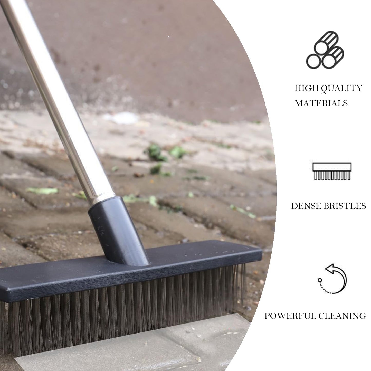 BSMstone Deck Brush Steel Wire Broom with Long Handle Stiff Scrub Brushes for Cleaning Boat Patio Concrete Moss Remover
