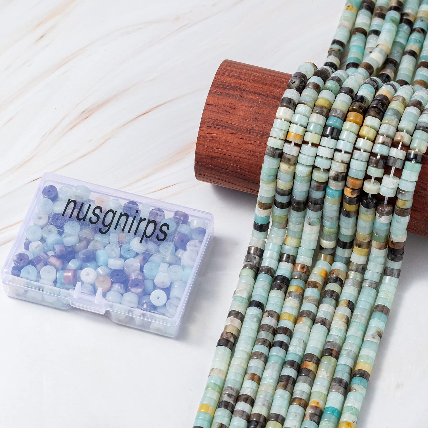 Natural Amazonite Stone Spacer Beads 6x3mm 38cm/str Flat Round Loose Semi Gemstone Caps for Making Bracelets Necklace
