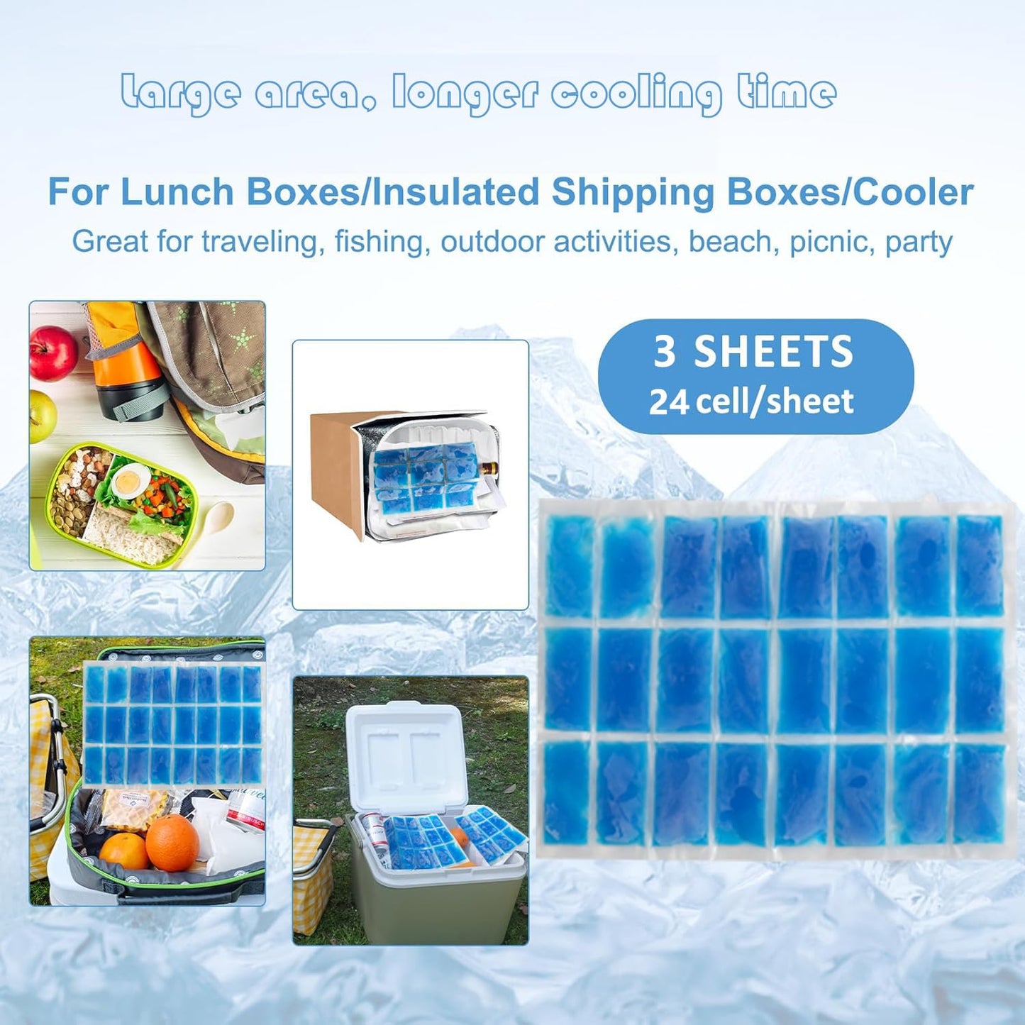Sport Emblema Reusable Ice Pack for Lunch Boxes 2 Pack Large Ice pack Blanket Cooler Easy to Cut Ice Sheet for Lunch Bag, 14.76"x10.43" Long Lasting Freeze Ice Packs for Meal Prep, Non-Toxic BPA Free